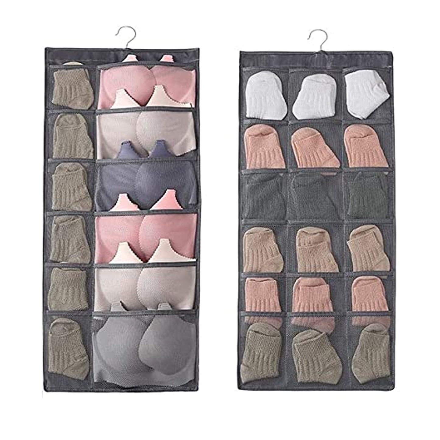 Close-up of breathable fabric and quality stitching on hanging organizer