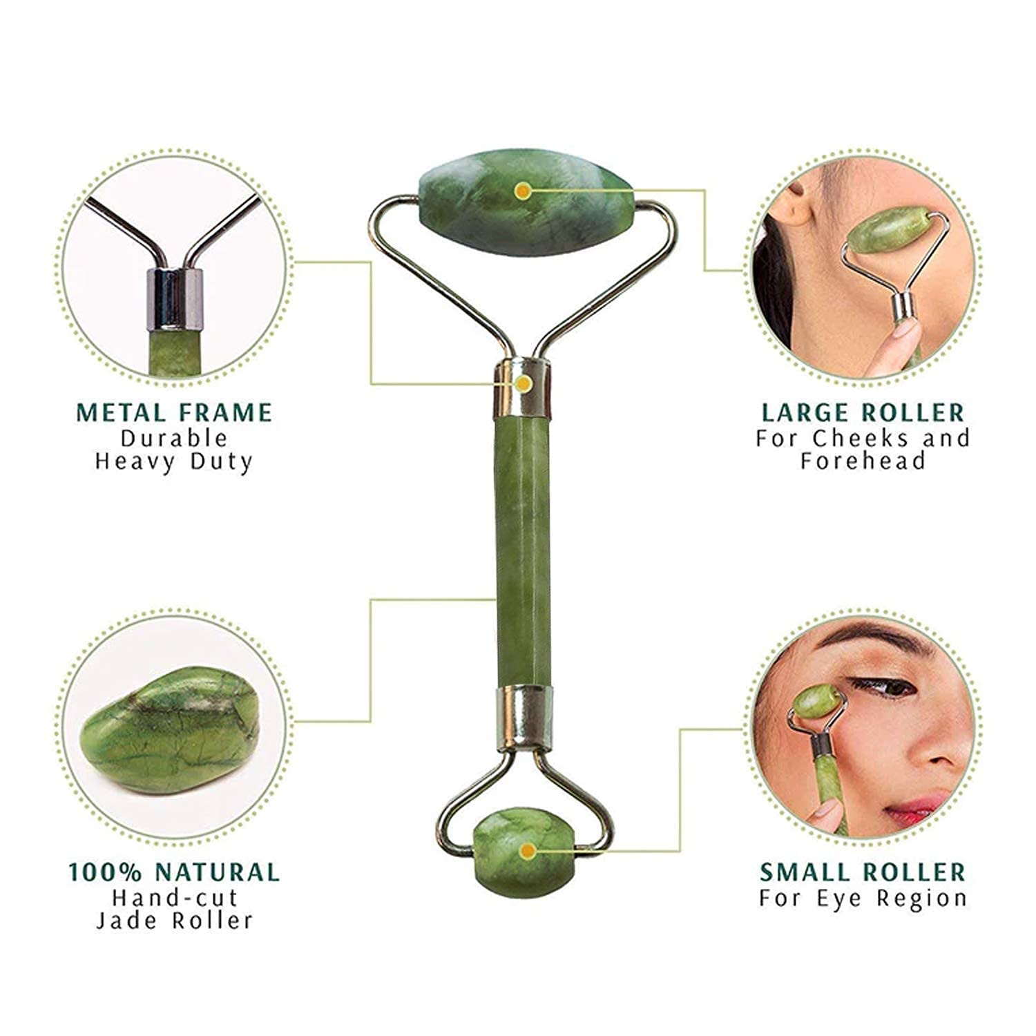 Anti-aging jade face roller promoting wrinkle reduction