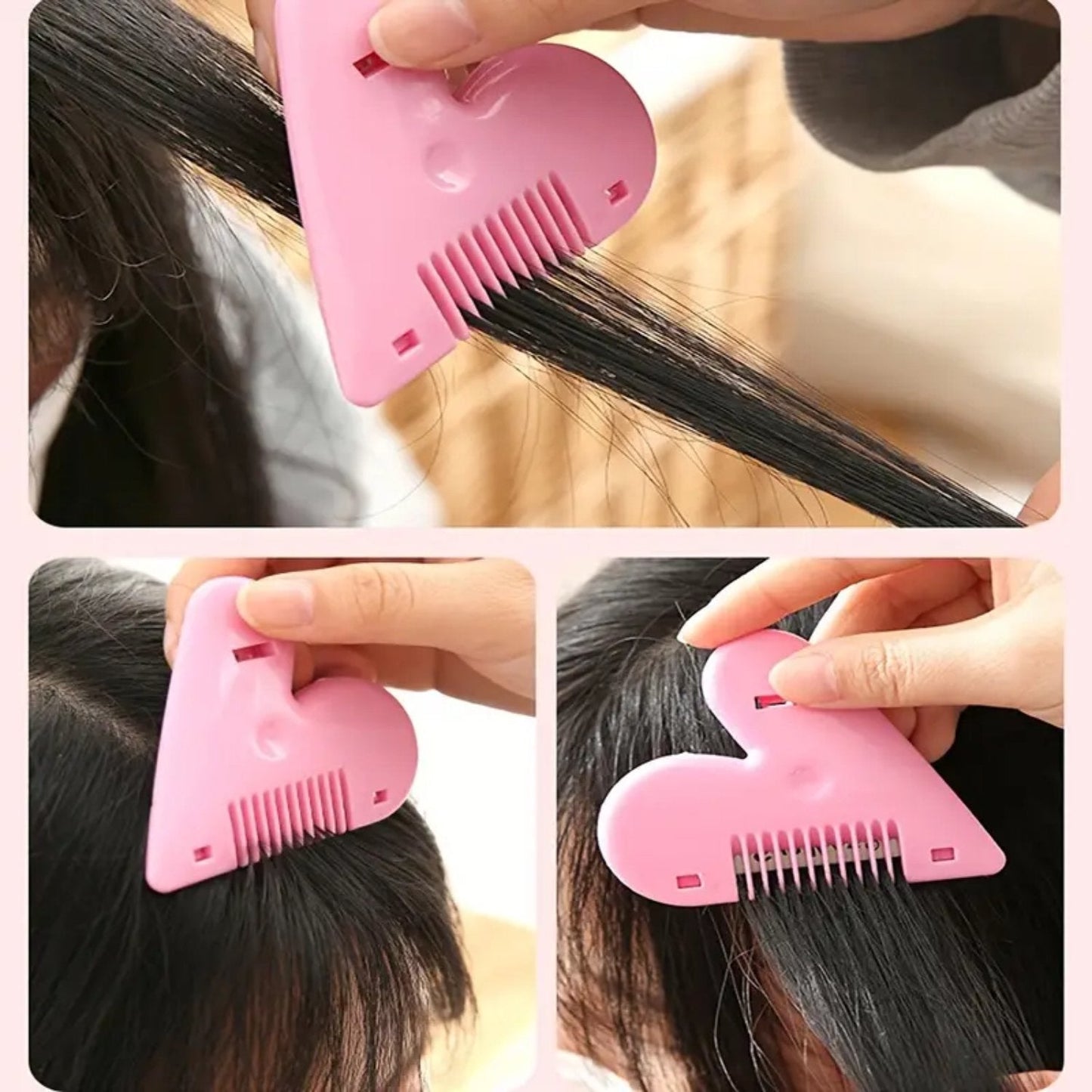 Portability highlight of pink heart hair scissors