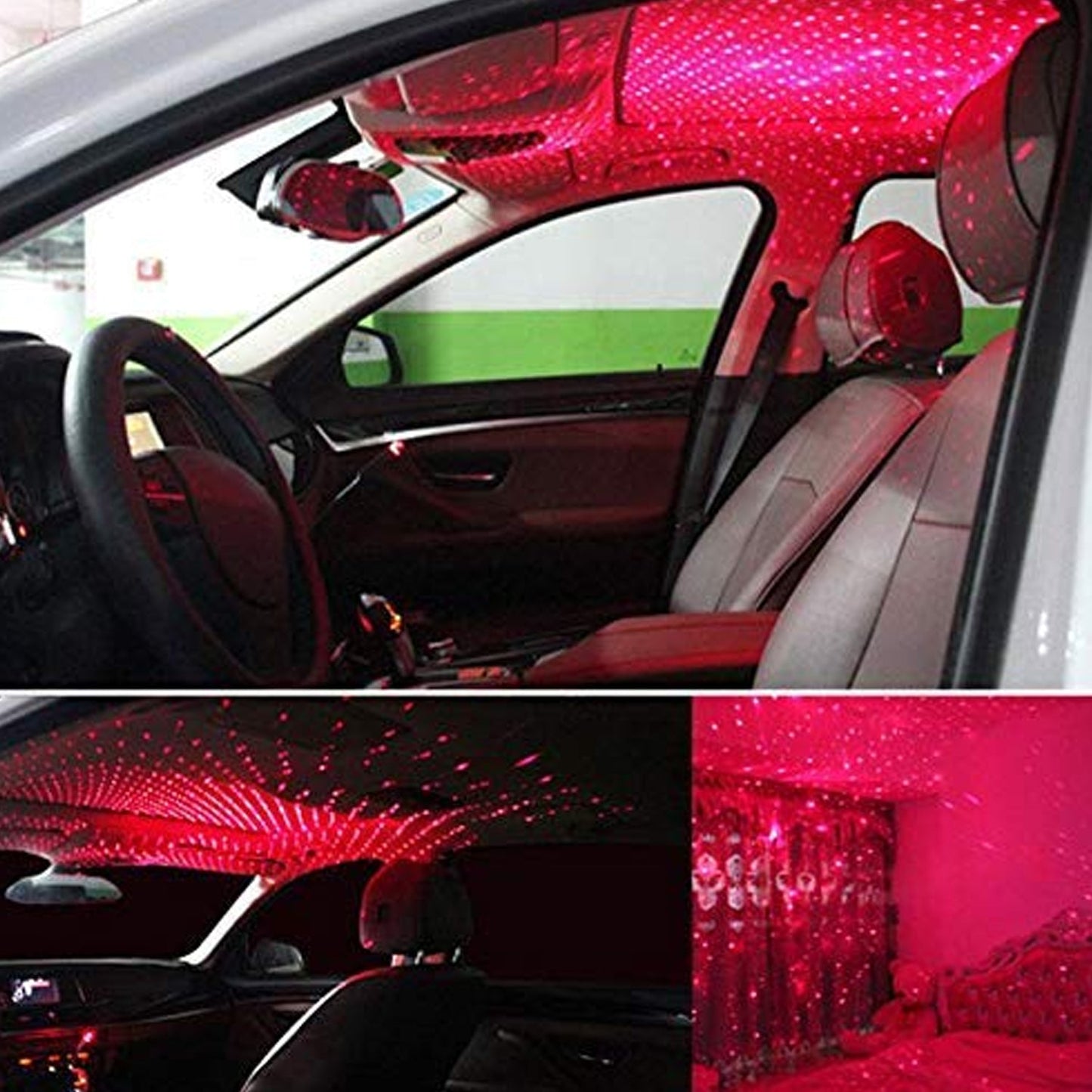 Overview of the Car Star Projector's effect, showcasing a wide spread of projected stars.