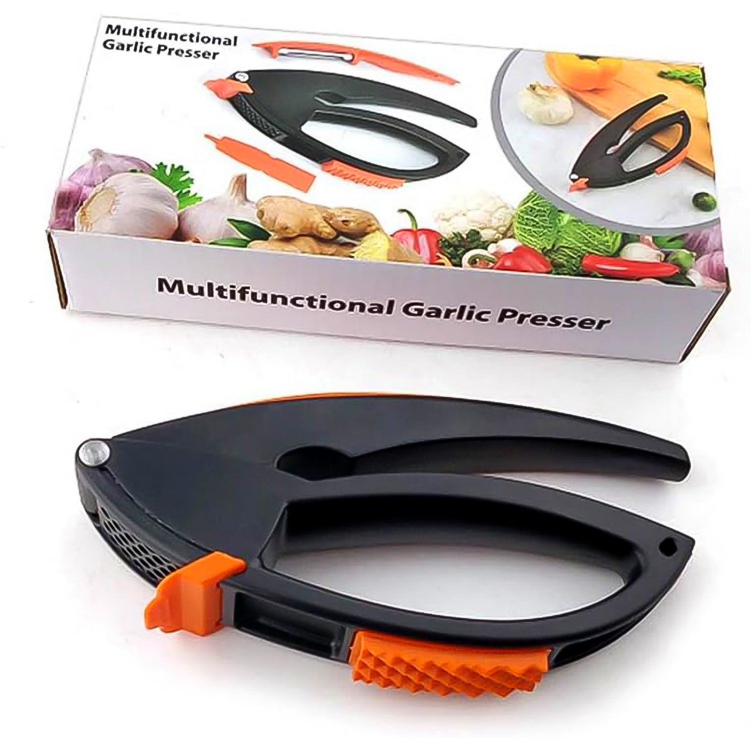 The detachable components of the ToolMate Pro garlic mincing tool laid out for easy cleaning.