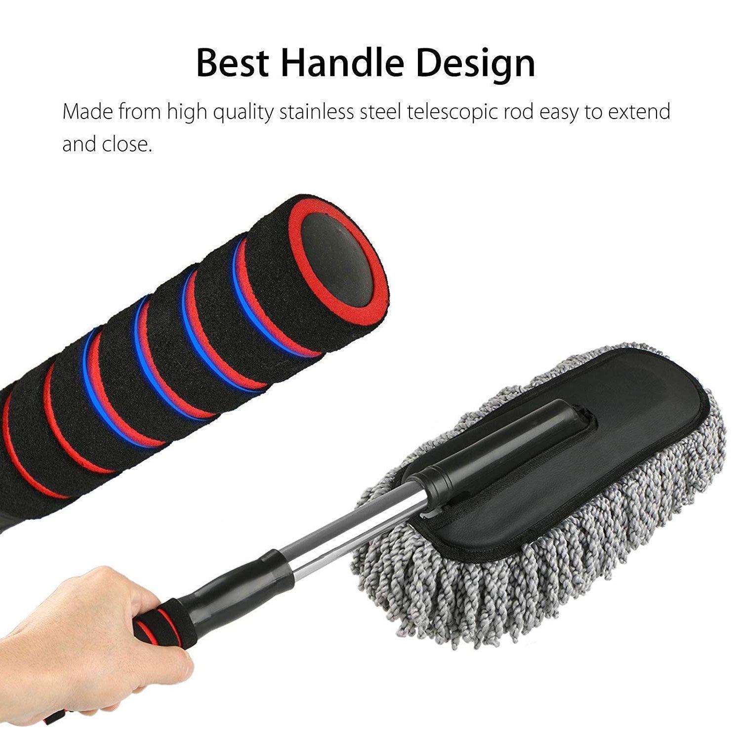 Soft bristles of the auto detailing brush carefully sweeping dust from a car's interior panel.