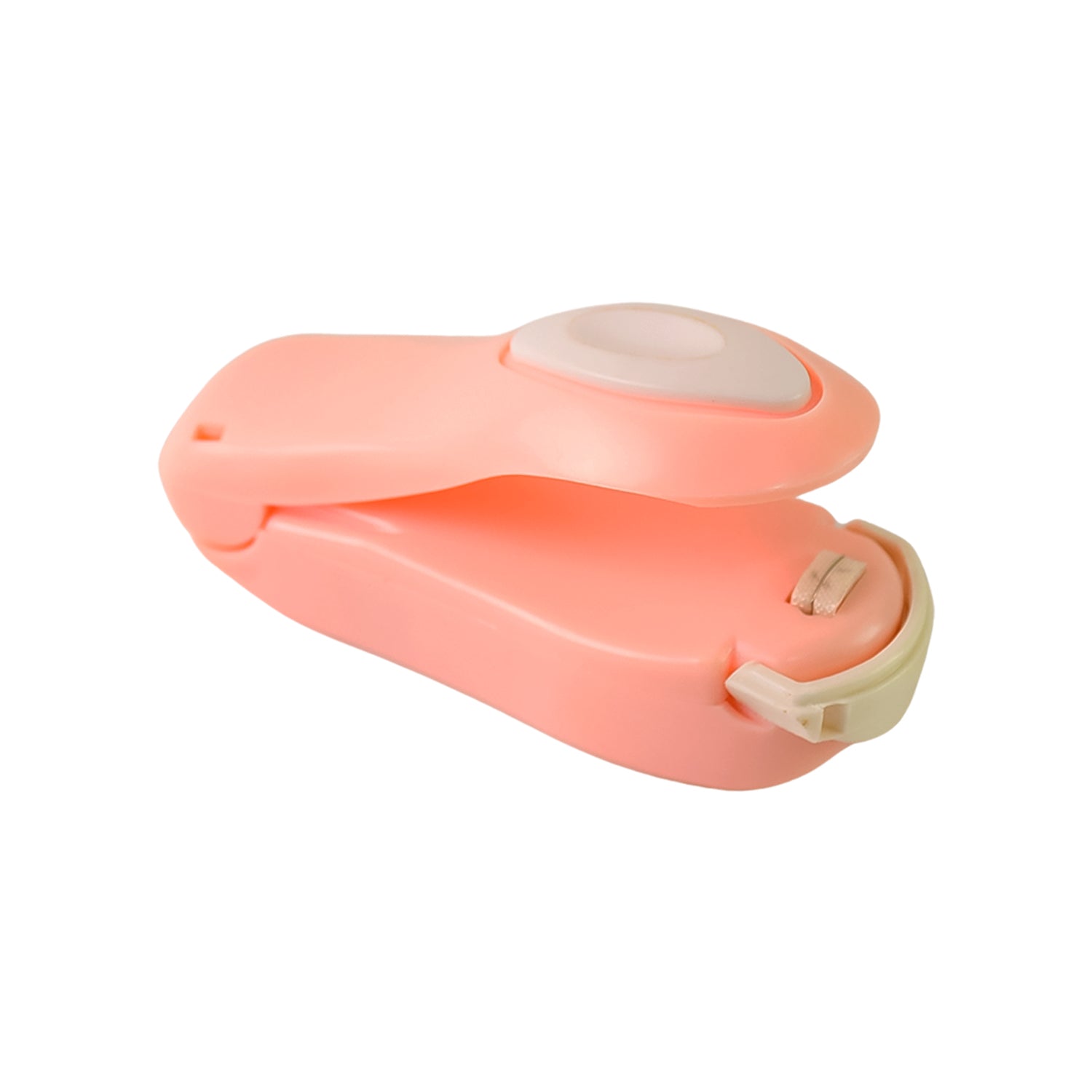 Close-up of the durable ceramic heating head of the mini bag sealer.