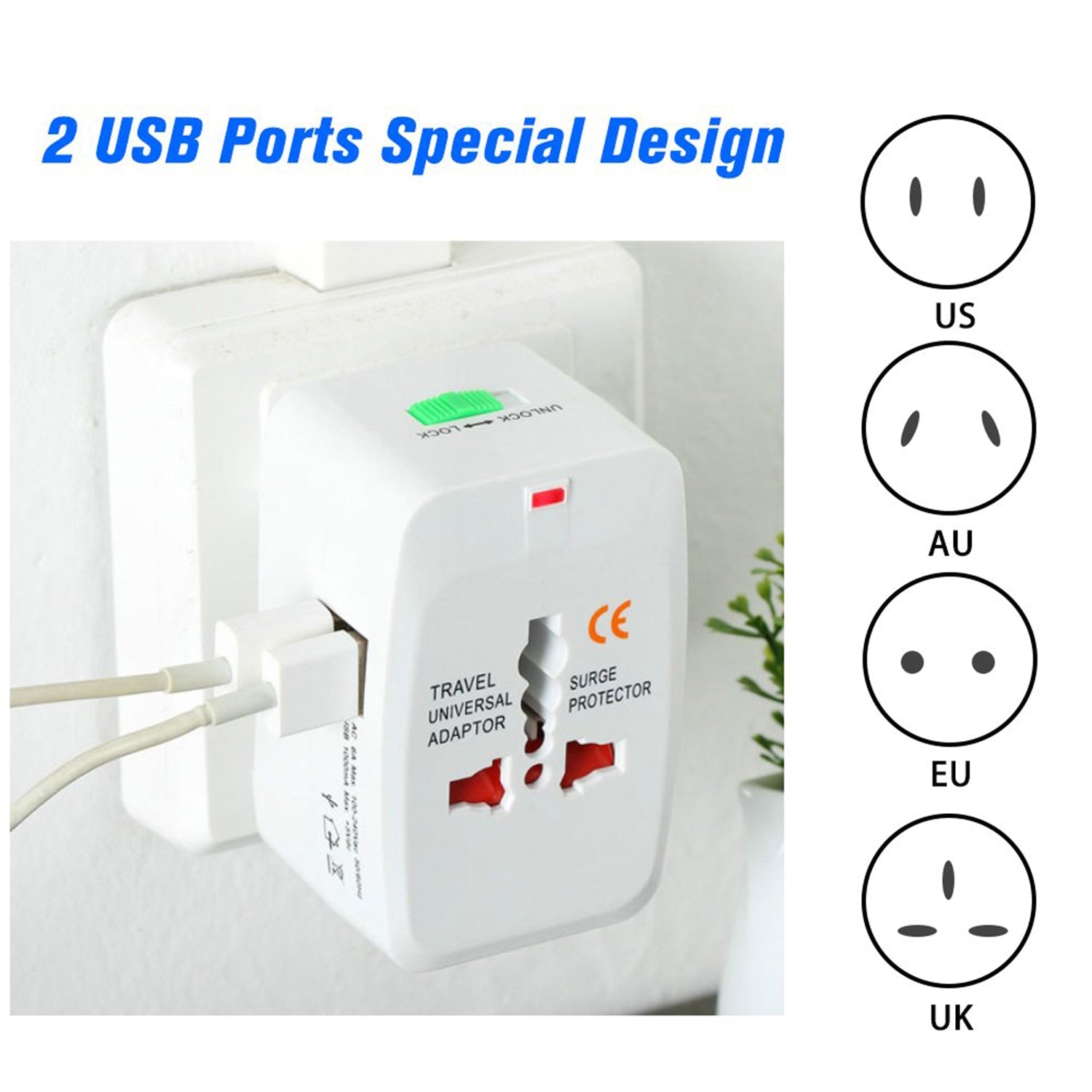 Poravar Universal Travel Adapter in its retail packaging.
