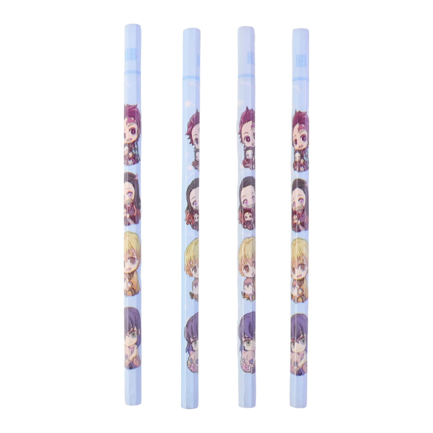 Side view of wooden pencil featuring colorful cartoon print design