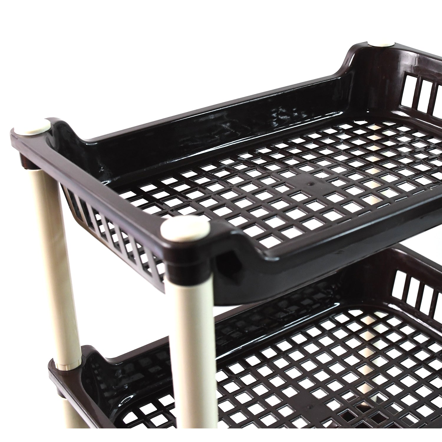 Lightweight and portable 3-Tier Plastic Storage Rack for easy repositioning