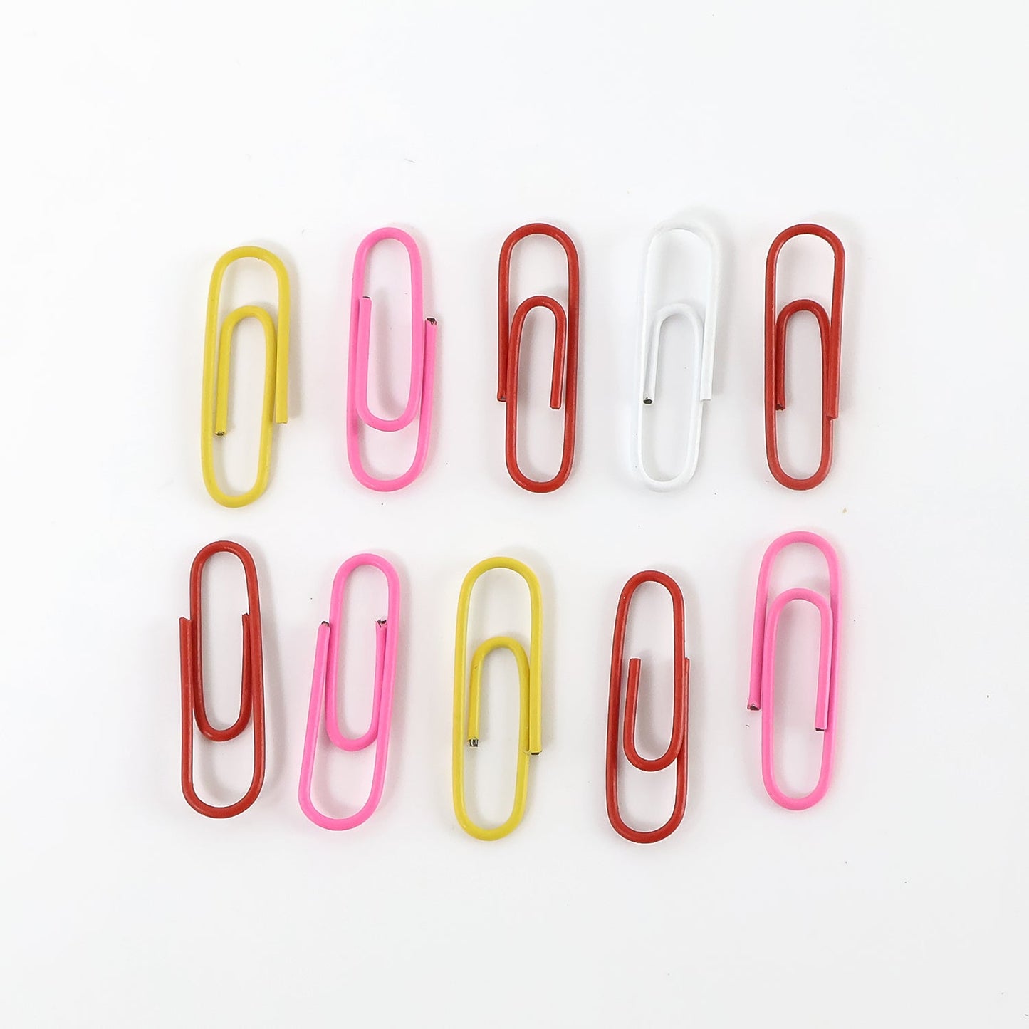 Brightly coloured vinyl-coated paper clips, perfect for school projects and office organizing.