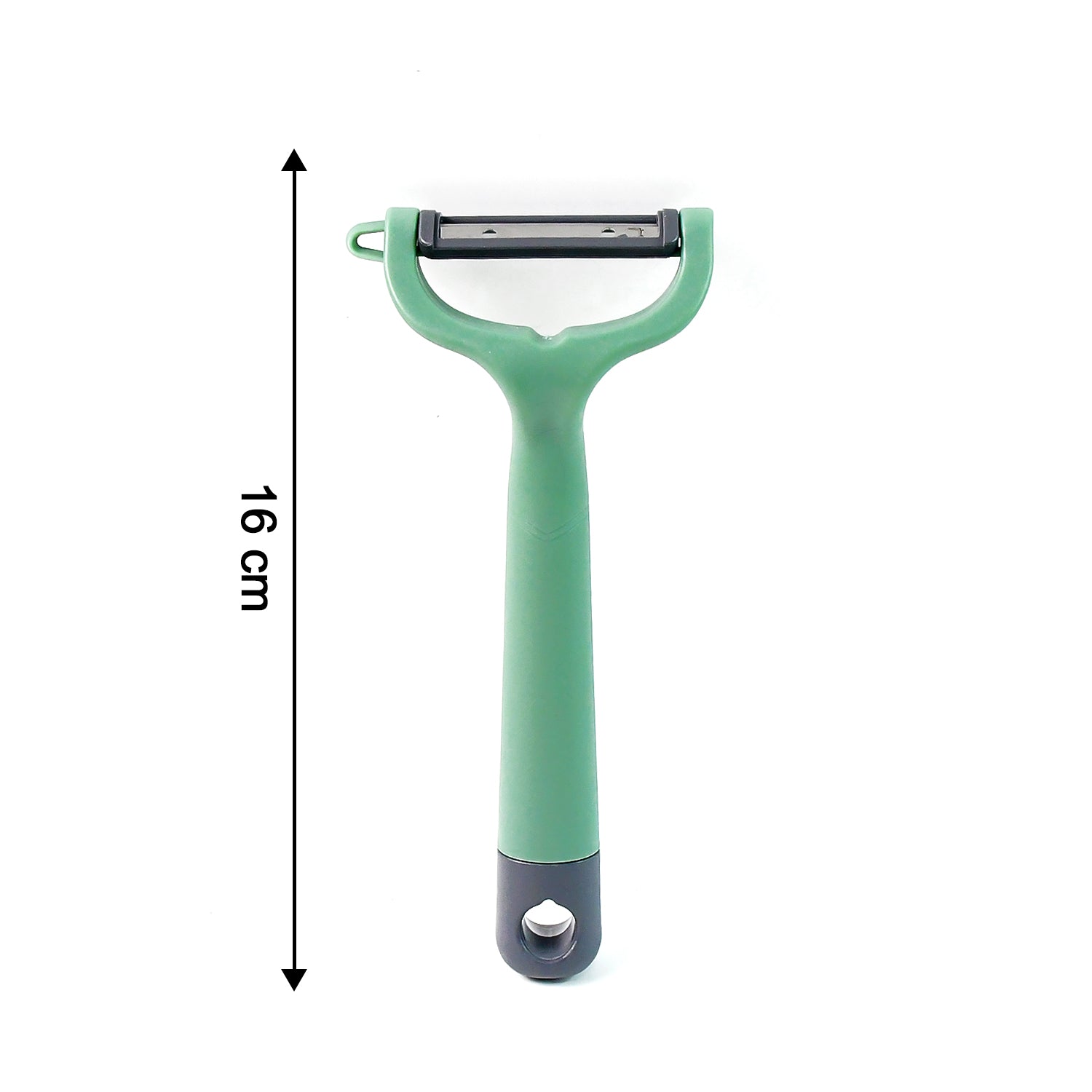 Ergonomic handle on vegetable and fruit peeler for comfortable grip