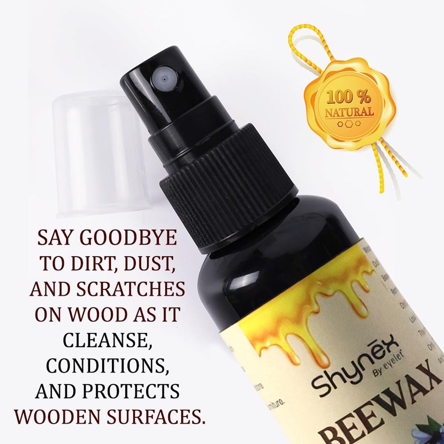 100 ML bottle of Beeswax Furniture Polish showcasing its natural wood and leather care benefits.