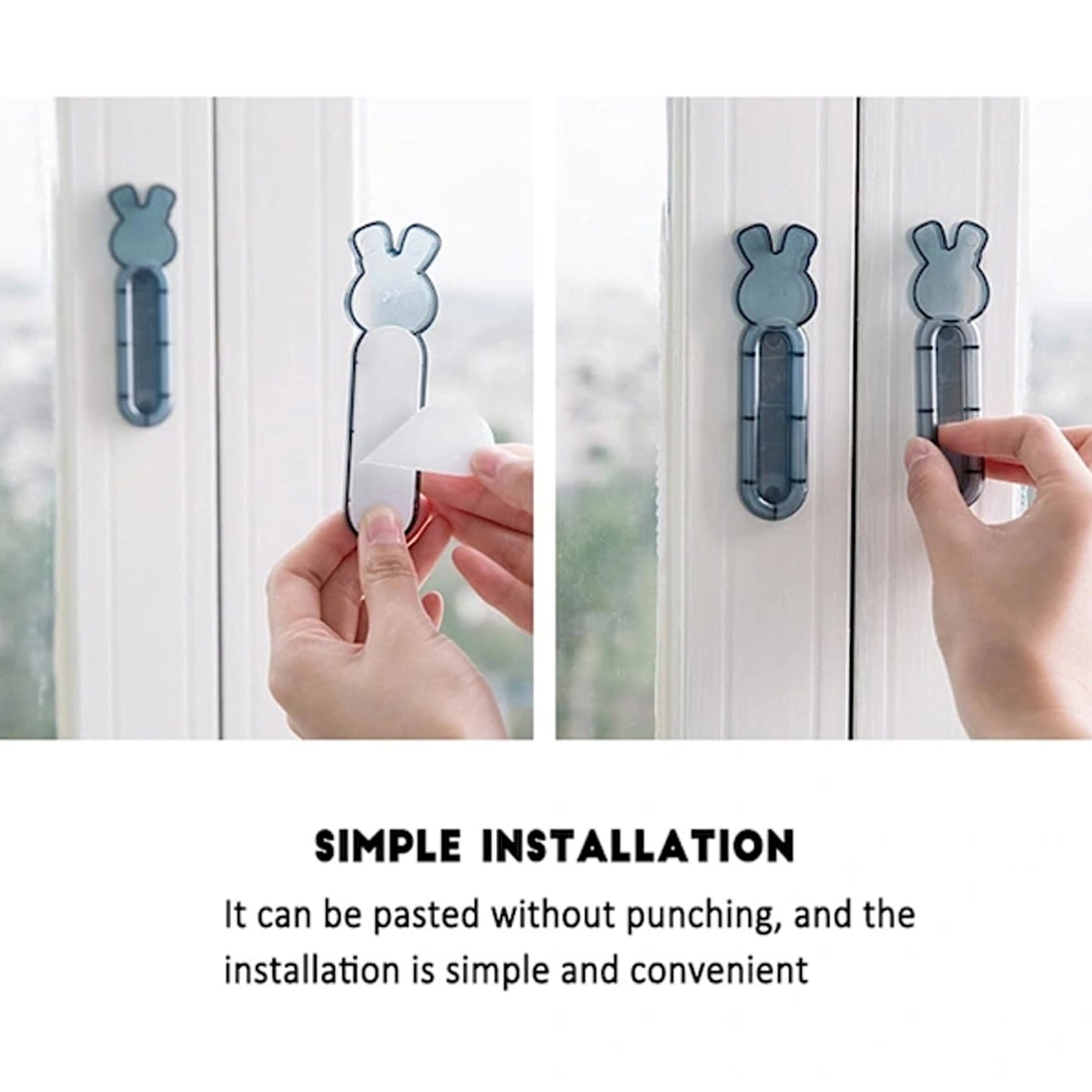 White door fitted with self-stick push pull helper door handle