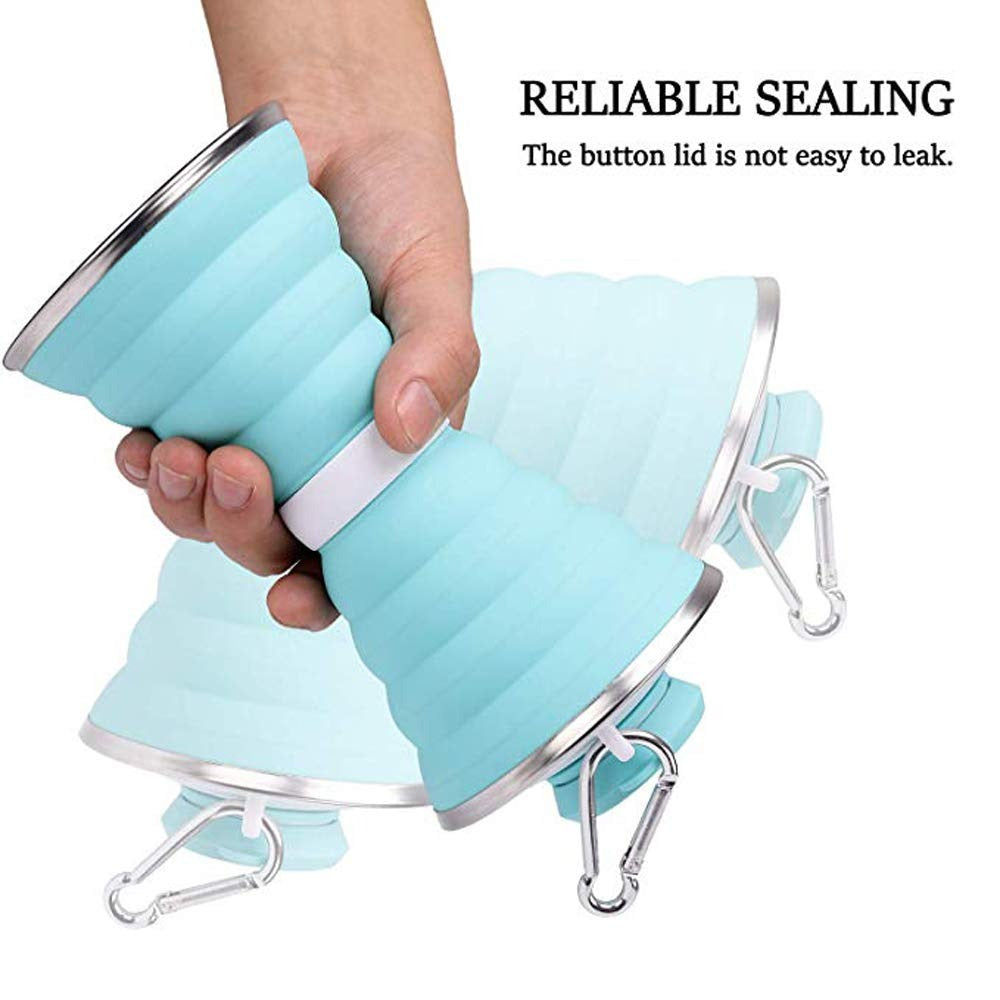 Person holding the lightweight silicone collapsible water bottle outdoors during an activity.