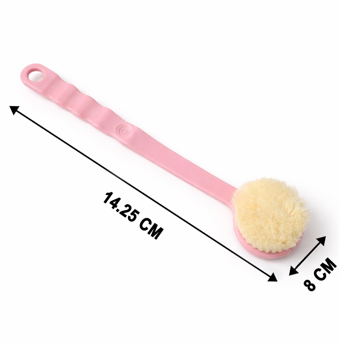 Angled view of the Velvet Wipe long handle body brush, highlighting its extended reach.