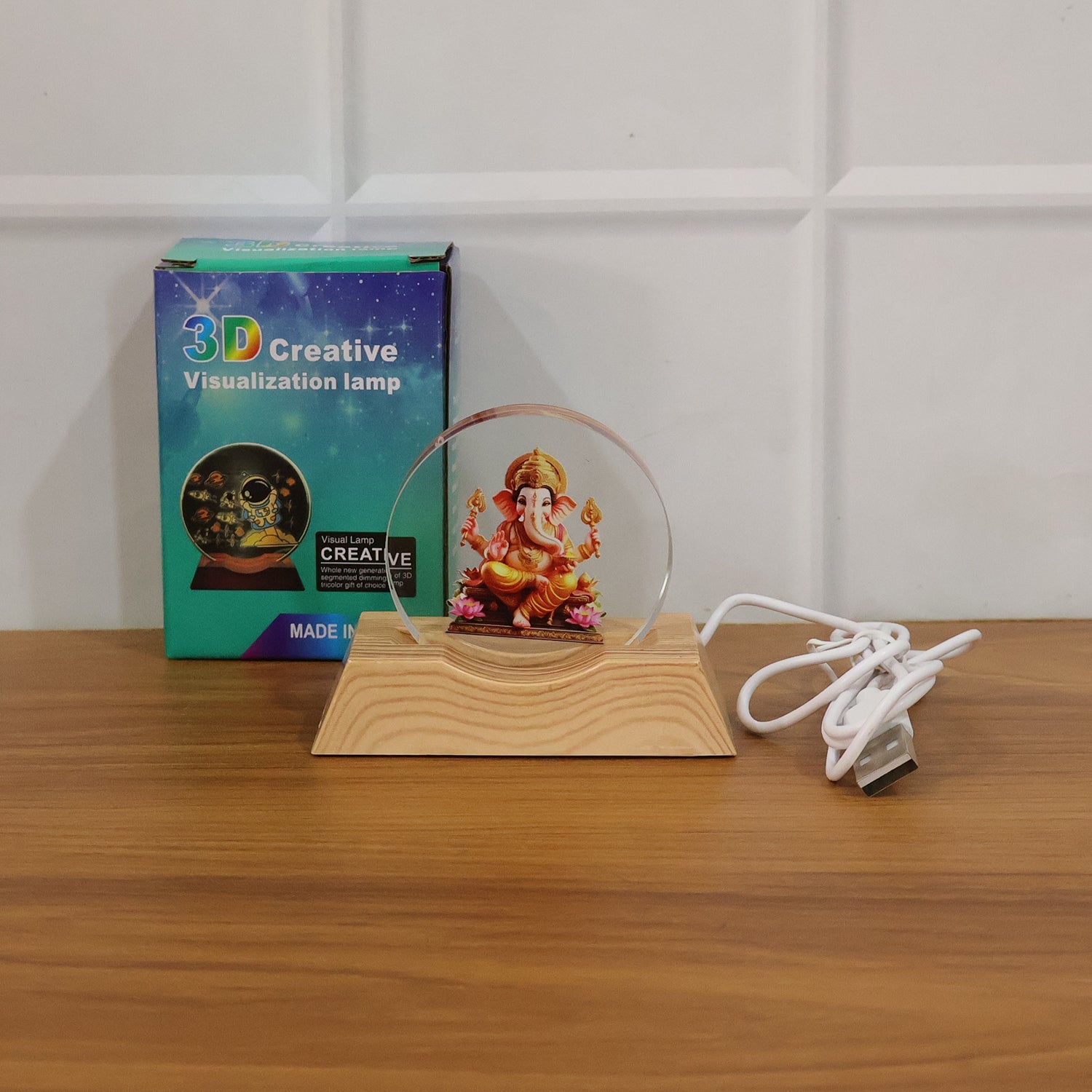 Festive decoration featuring 3D Lord Ganesha LED acrylic lamp