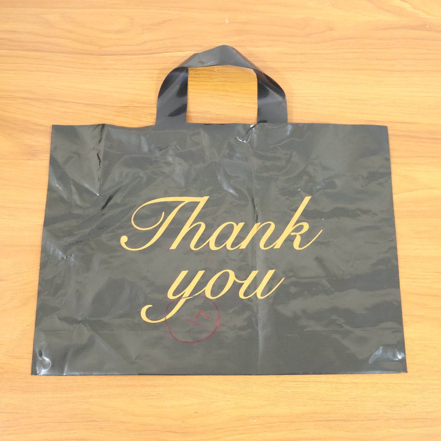 Durable 25×34 cm Thank You printed carry bag with reinforced handles