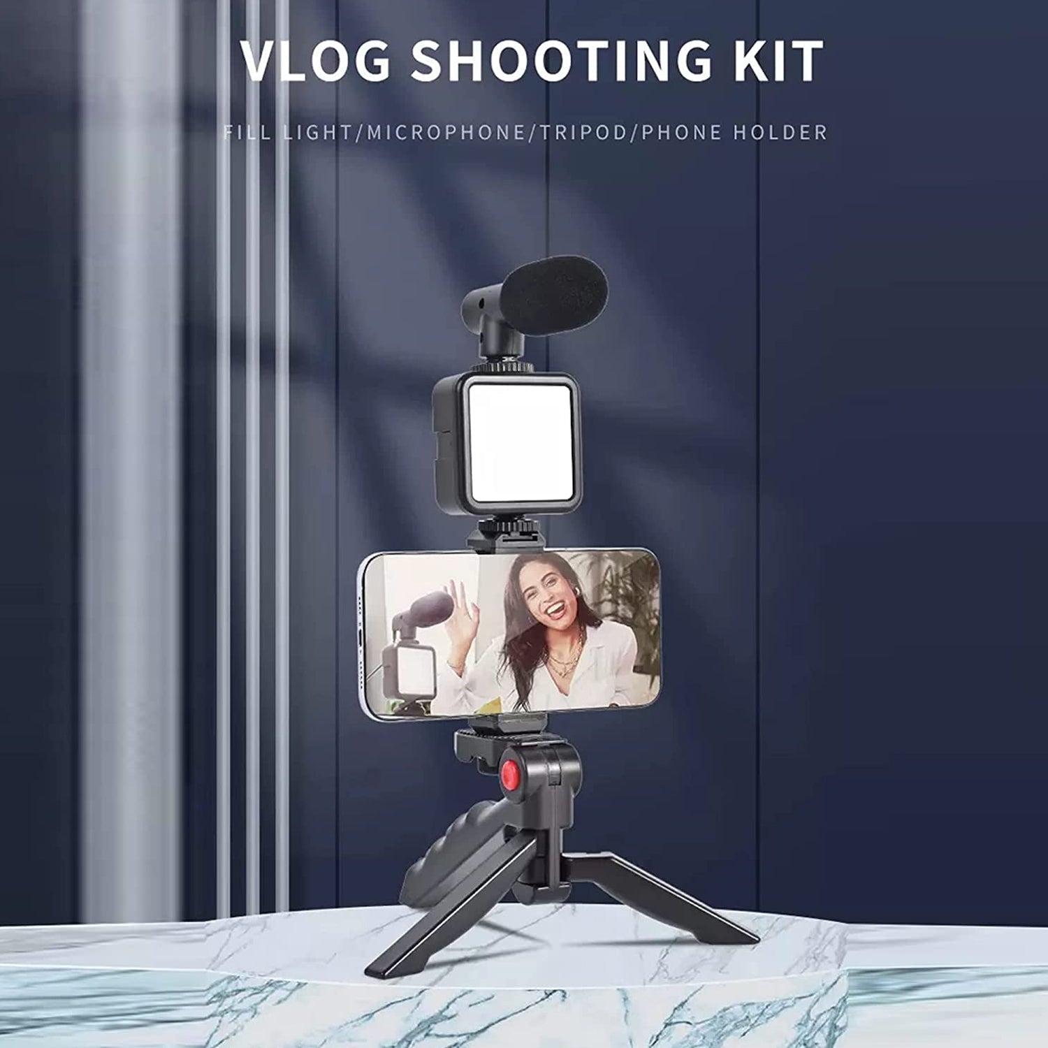 Complete vlogging kit from Mobiléon featuring microphone and LED light for quality recording