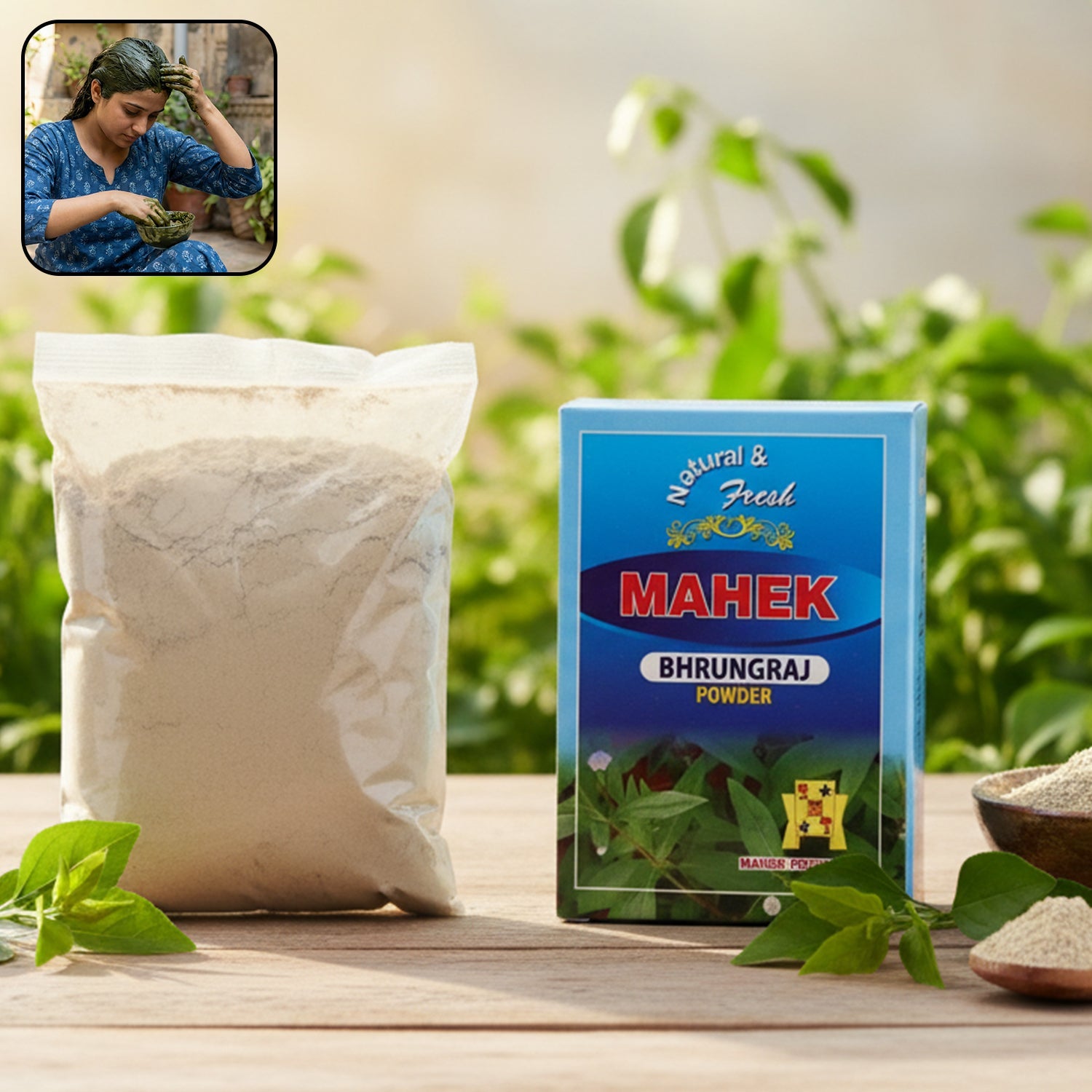 Herbal Facial Care Kit including Bhringraj Powder and packaging