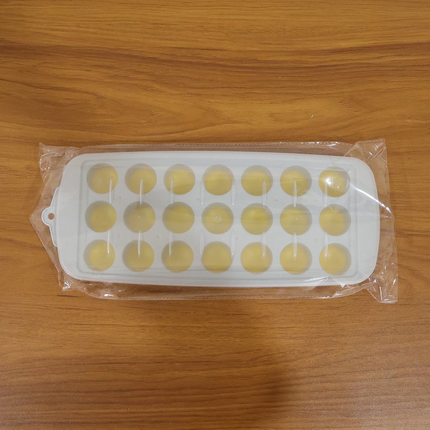 Square view of sphere ice tray with lid