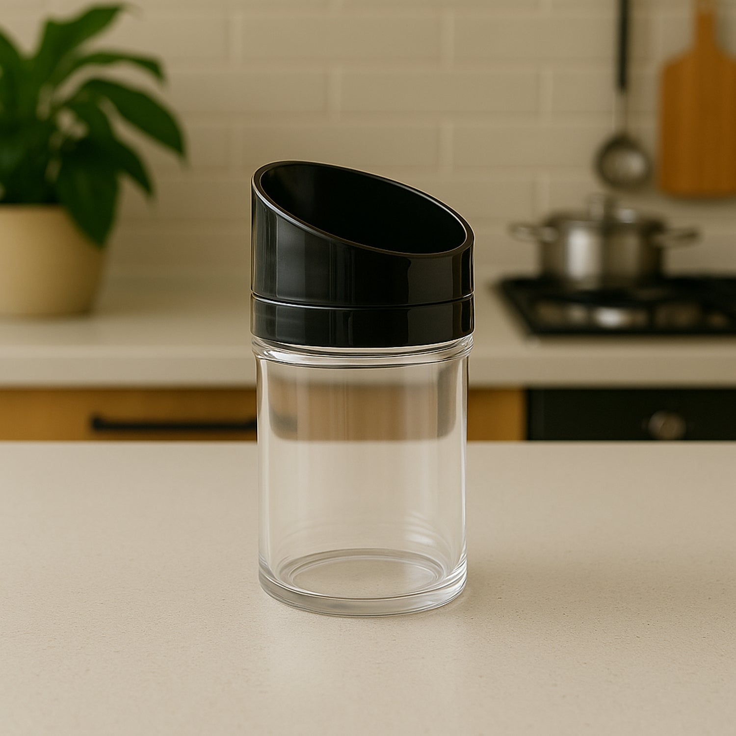 Apex kitchen jars highlighting flexible slant lid design and airtight seal