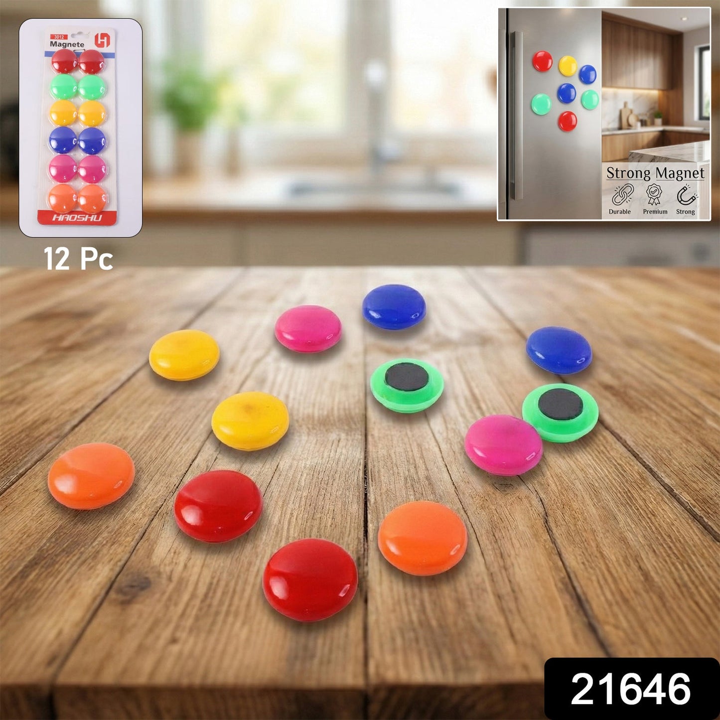 Smooth round refrigerator magnets with polished finish
