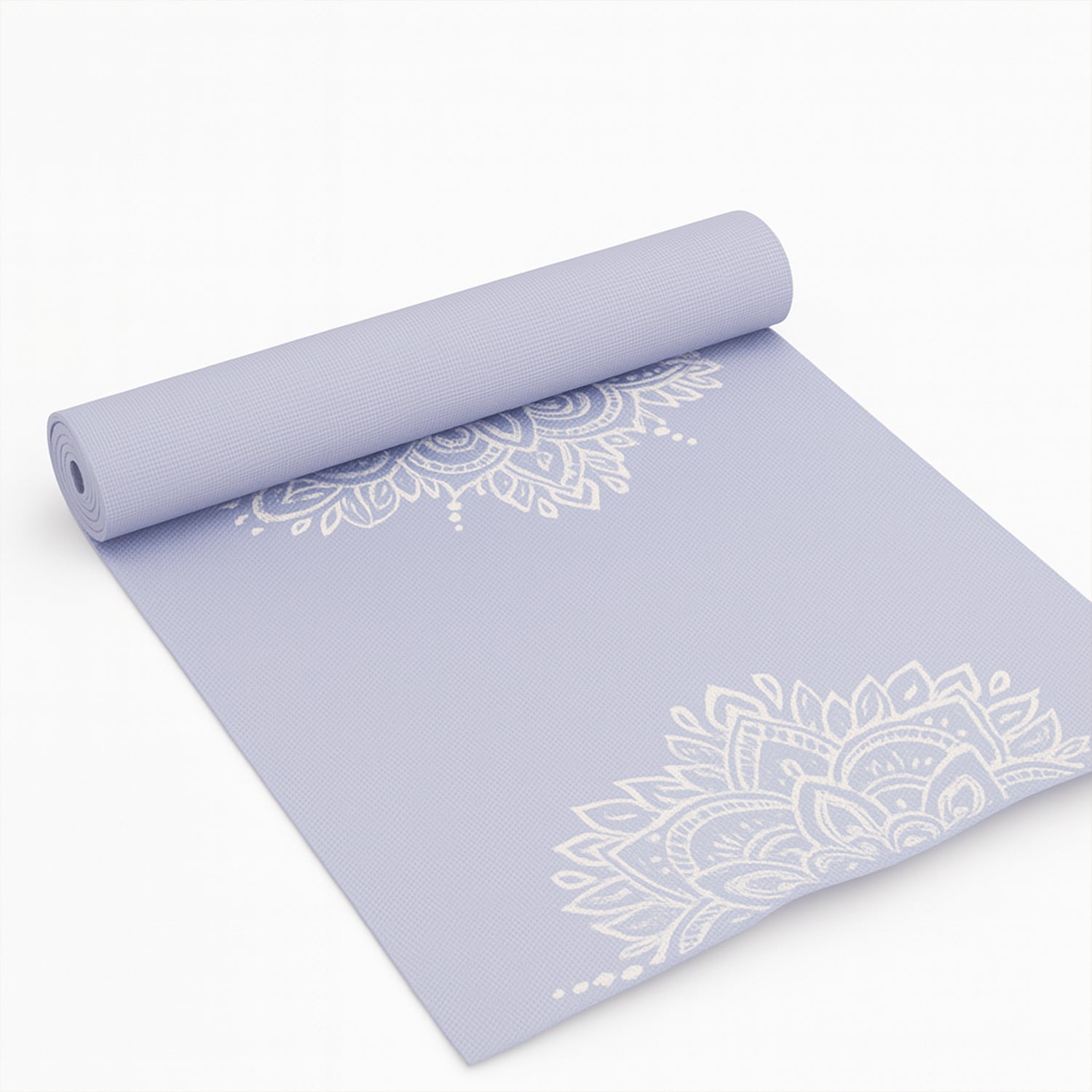 Designer yoga mat with colorful mandala print and cushioning