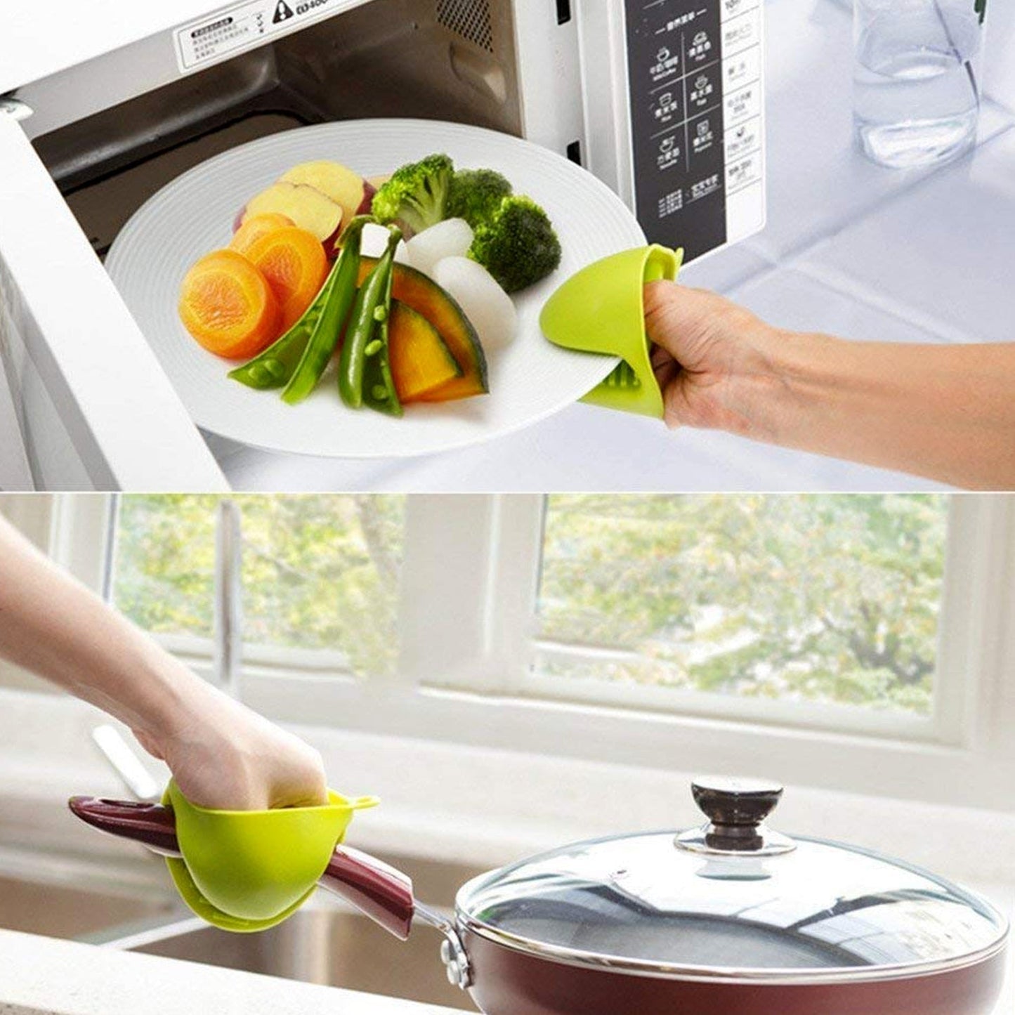 Bright red silicone heat resistant potholder with a textured grip.