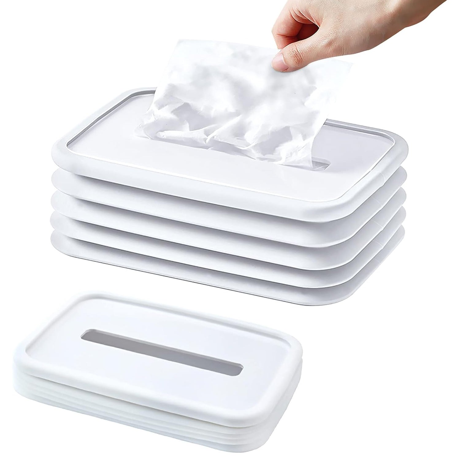 Stylish silicone tissue holder displayed on a clean bathroom counter.