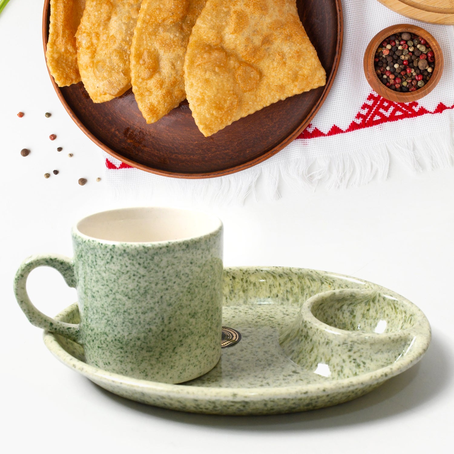 Refreshments served in the Alpino ceramic cups on the functional plastic platter.