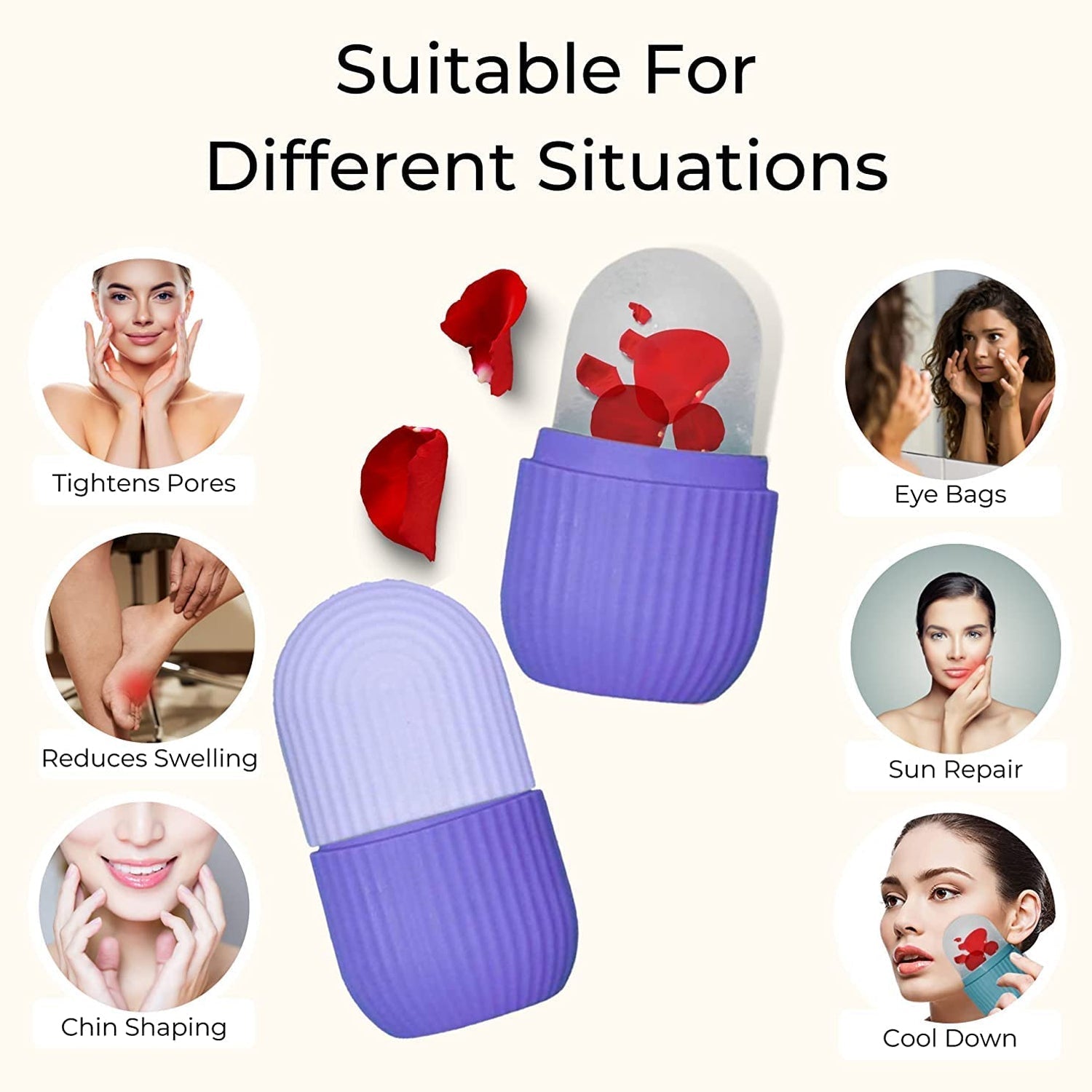 GlowForm Ice Roller shown in hand, emphasizing its easy-to-grip design for face and eyes.