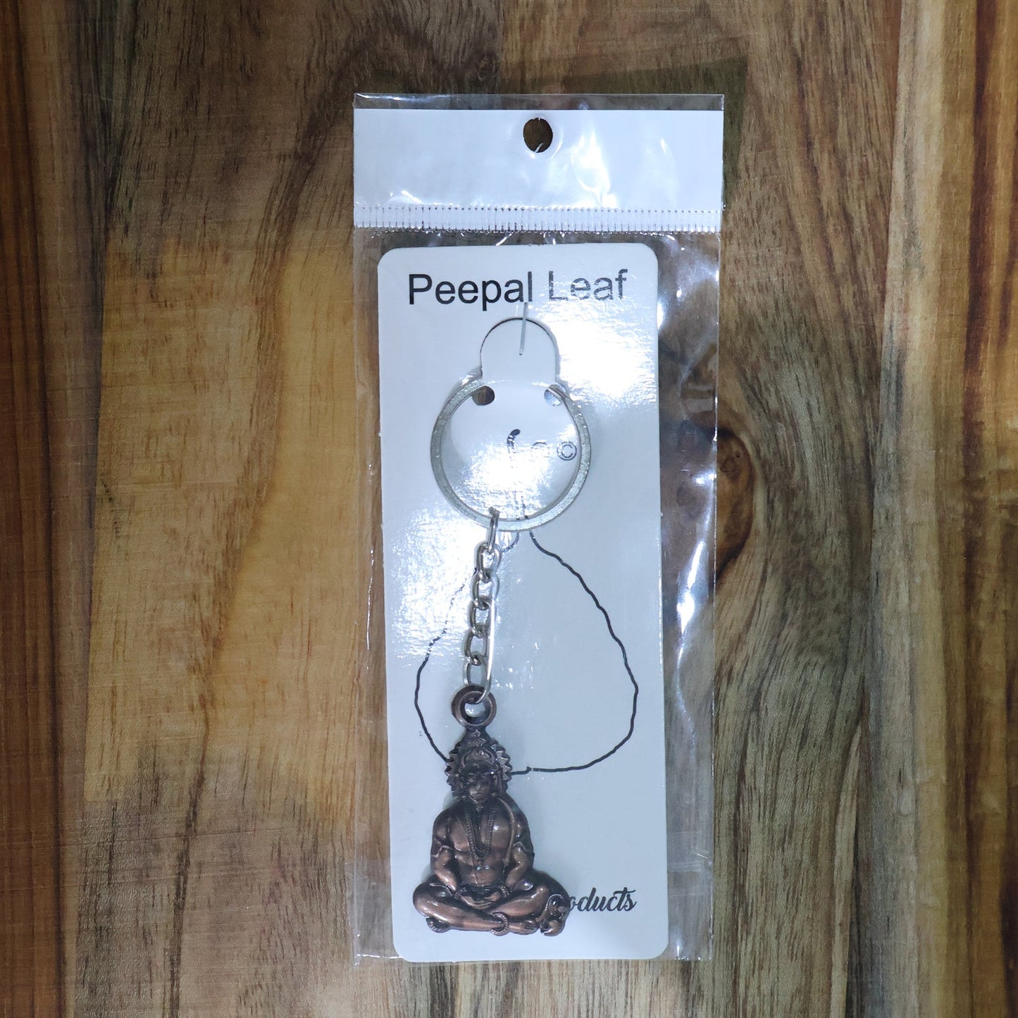 Detailed view of Lord Hanuman metal keychain with strong chain and ring