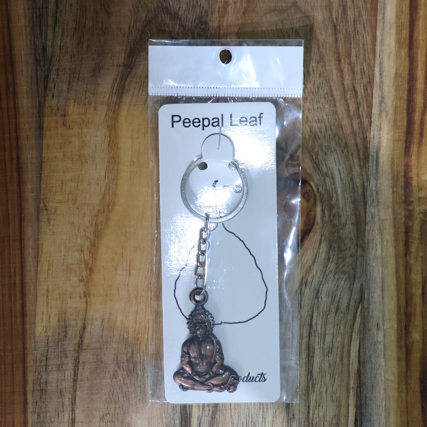 Detailed view of Lord Hanuman metal keychain with strong chain and ring