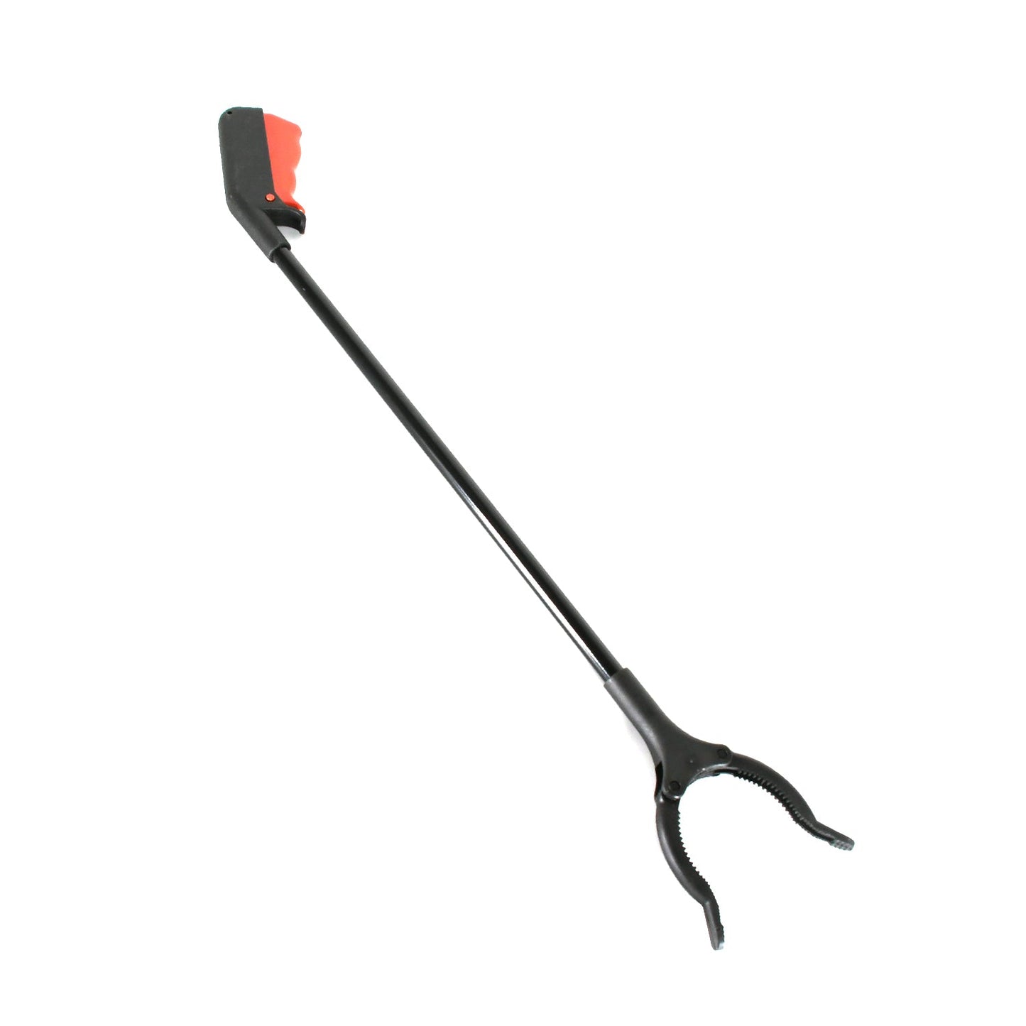 Detail of the rotating grip arm on the extra long trash picker.