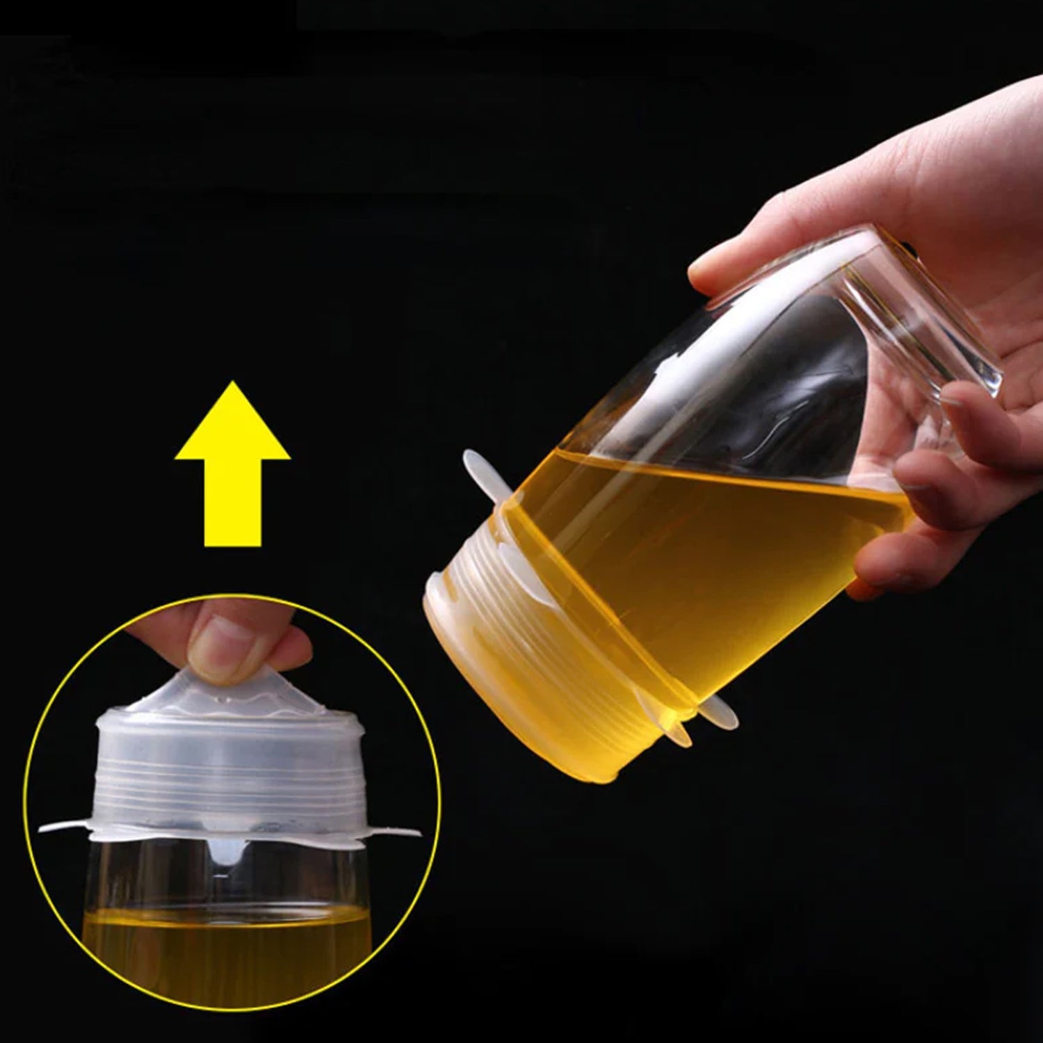 Informative diagram illustrating the dimensions and universal versatility of the silicone food covers.