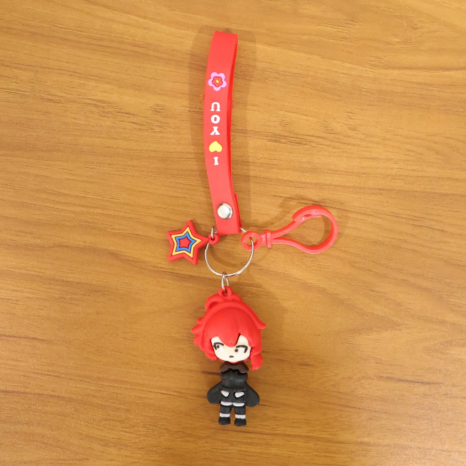 Cute cartoon girl keychain as a bag accessory