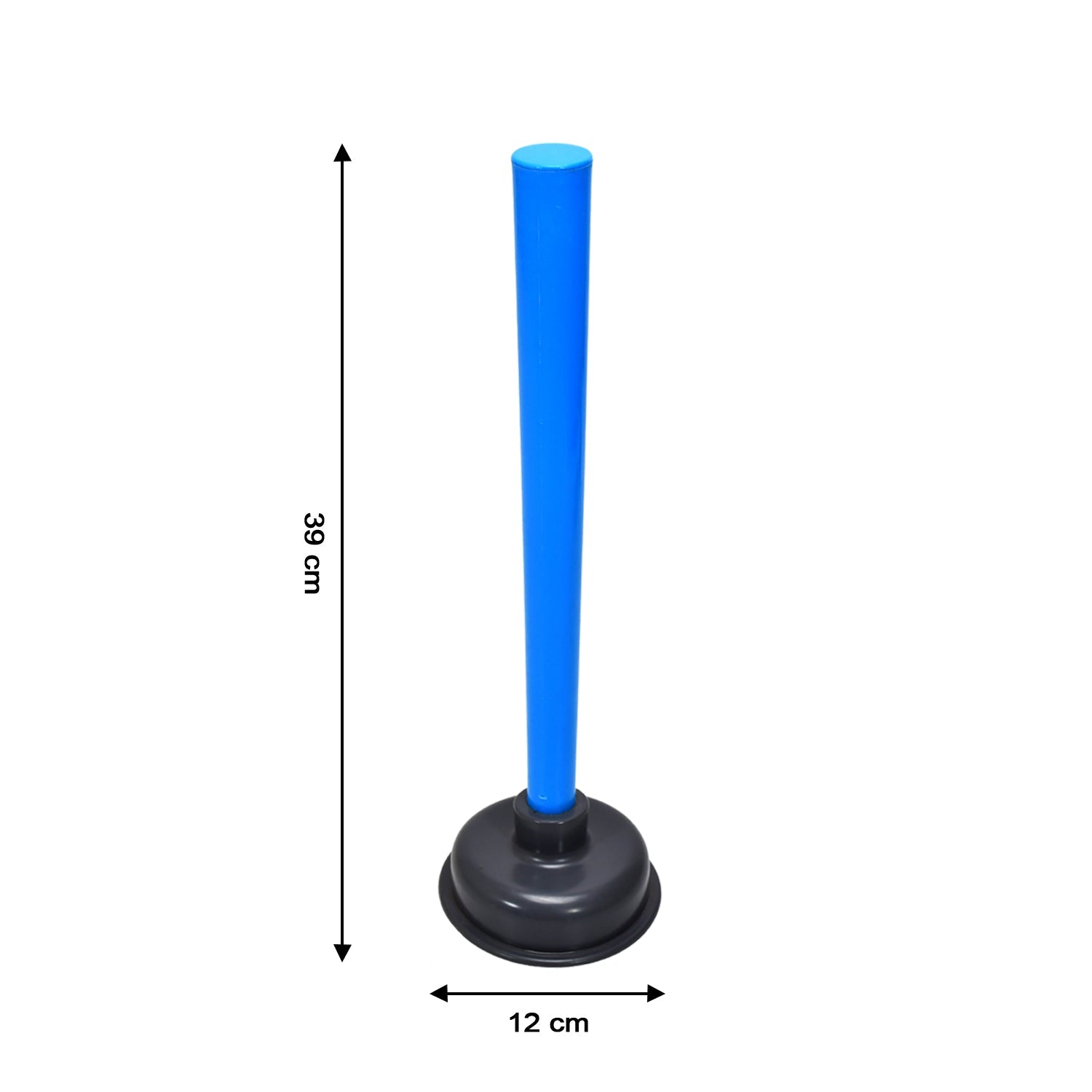 Compact toilet plunger, ideal for bathroom and kitchen use.