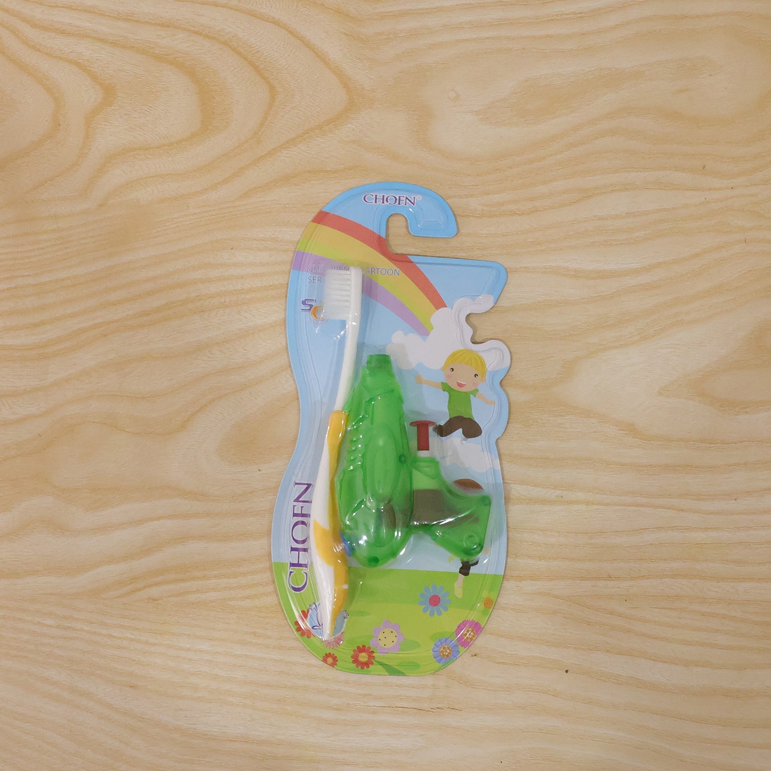 Kids bathroom essential: cartoon airplane toothbrush set