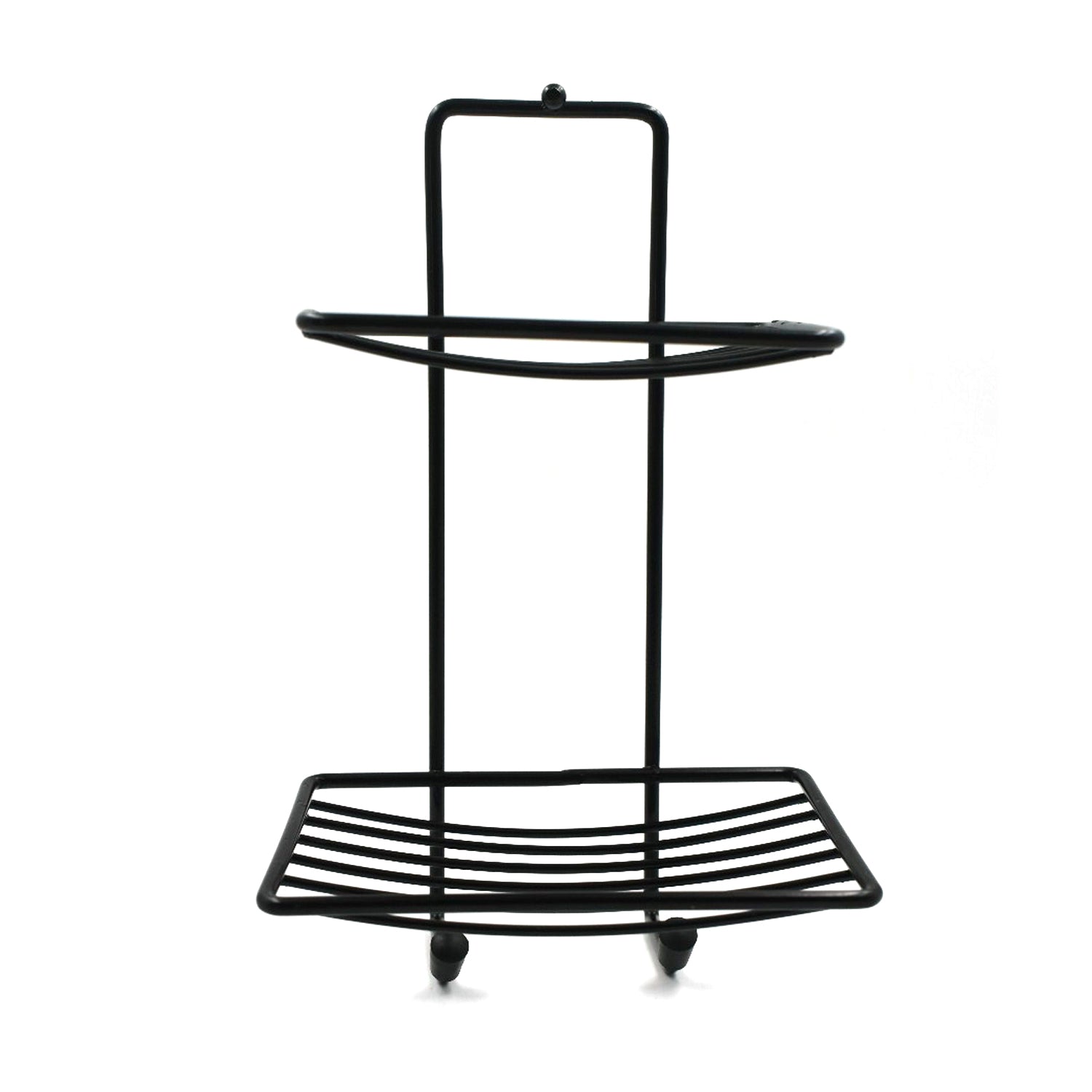 Space-saving stainless steel soap rack, showcasing its two-layer design.