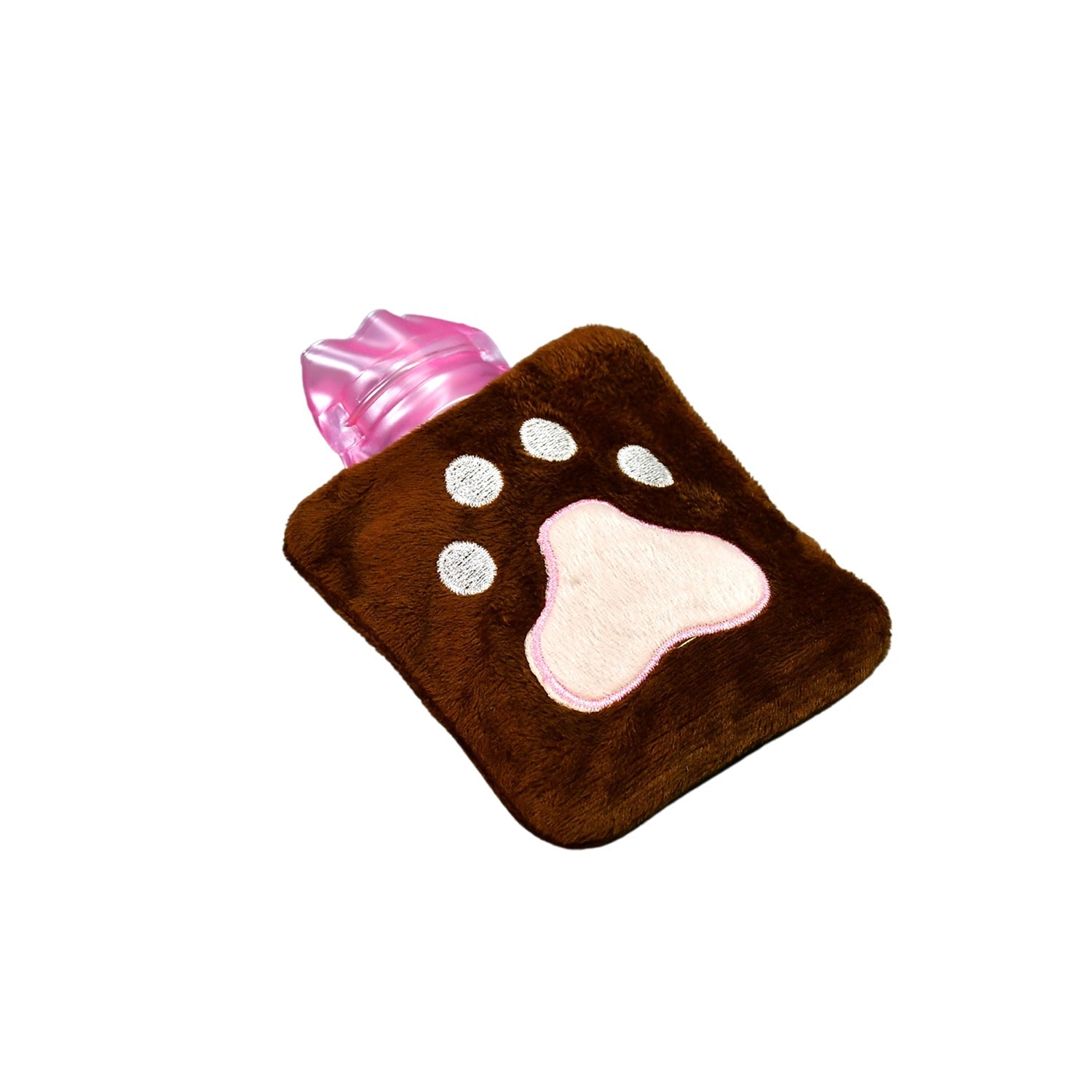 Portable small Paw Print hot water bag for travel and home use.