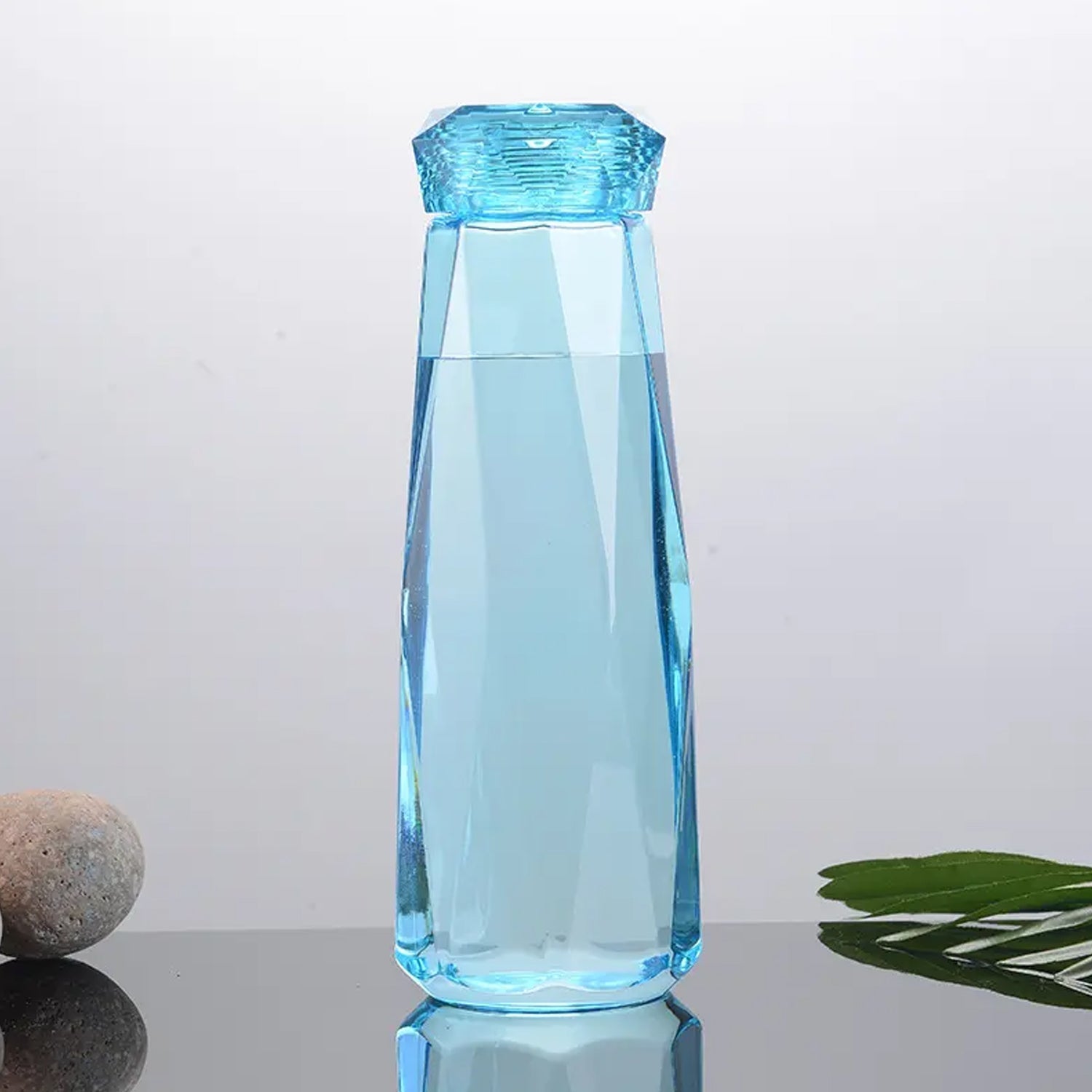Glass water bottle with plastic top cap, eco-friendly and safe