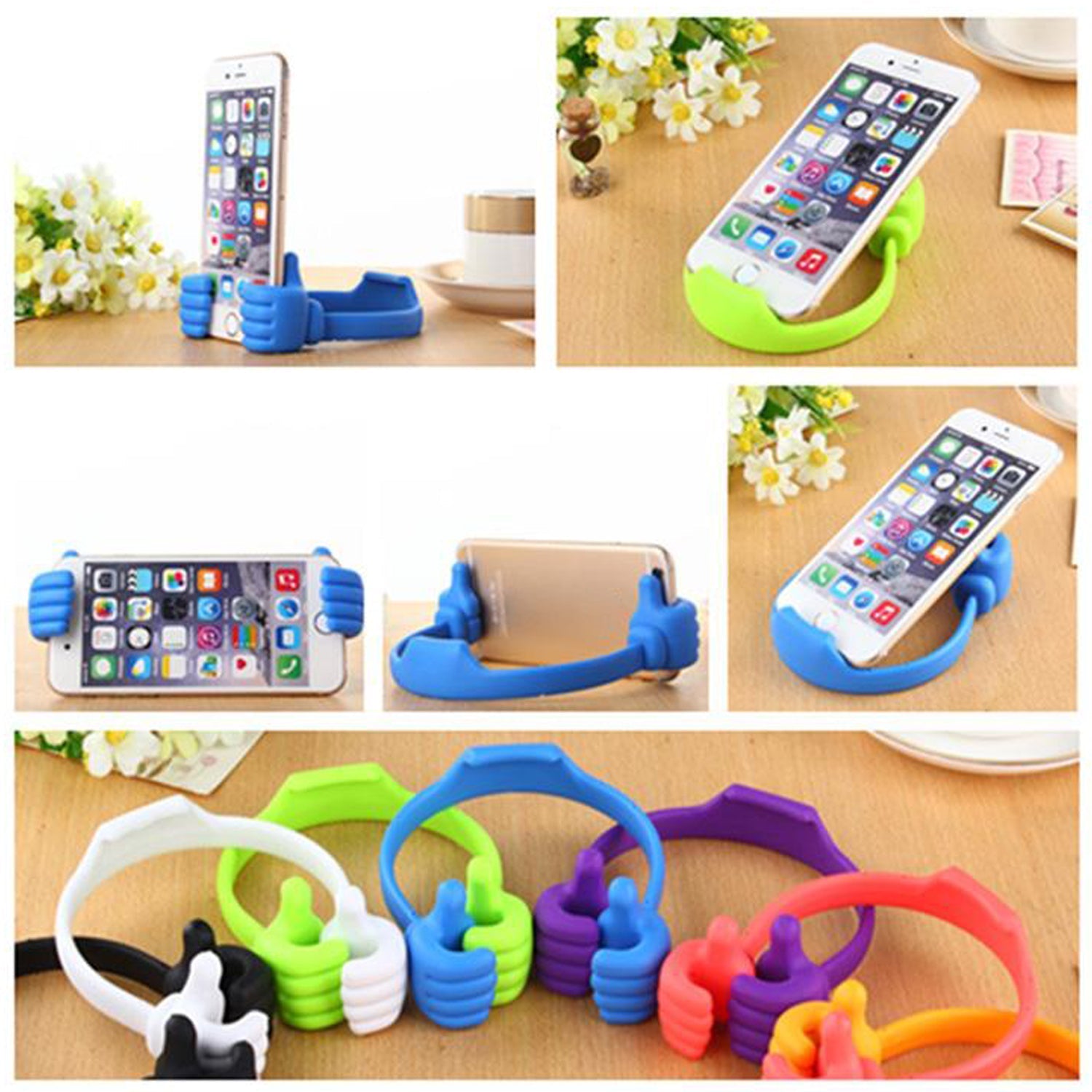 Top-down view of a hand shape mobile stand, ready to hold any smartphone.