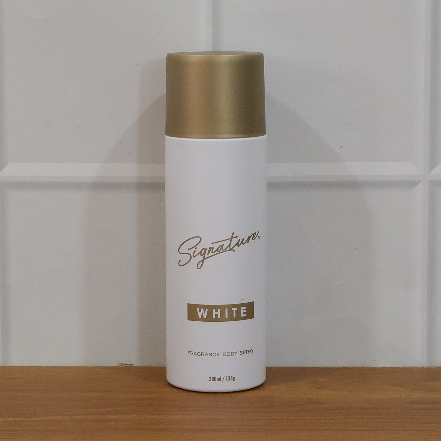 Stylish white fragrance deodorant spray can