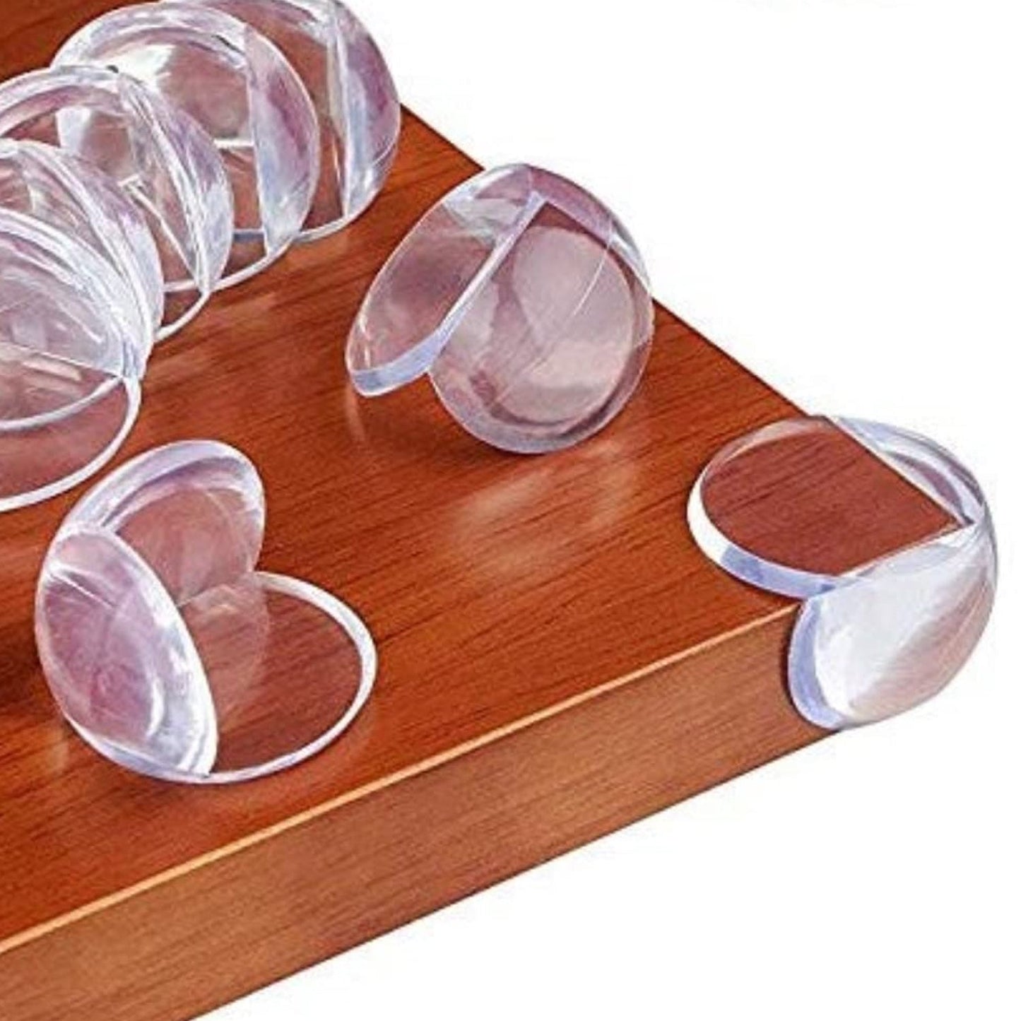 Transparent corner protectors blending seamlessly with modern furniture.