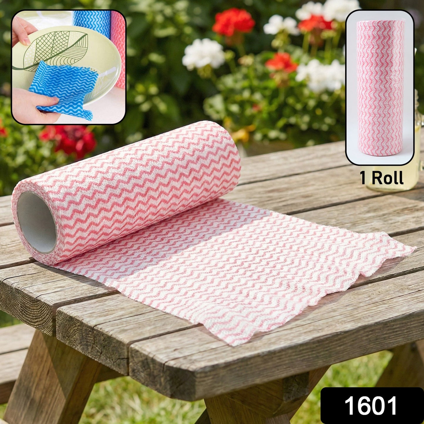 Dish cleaning cloth roll used in kitchen setting