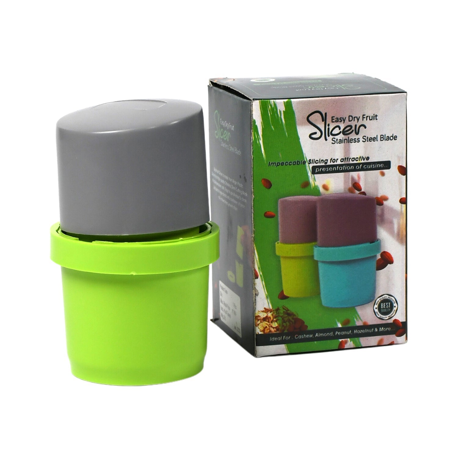Brightly colored multi-purpose kitchen slicer ready for use.