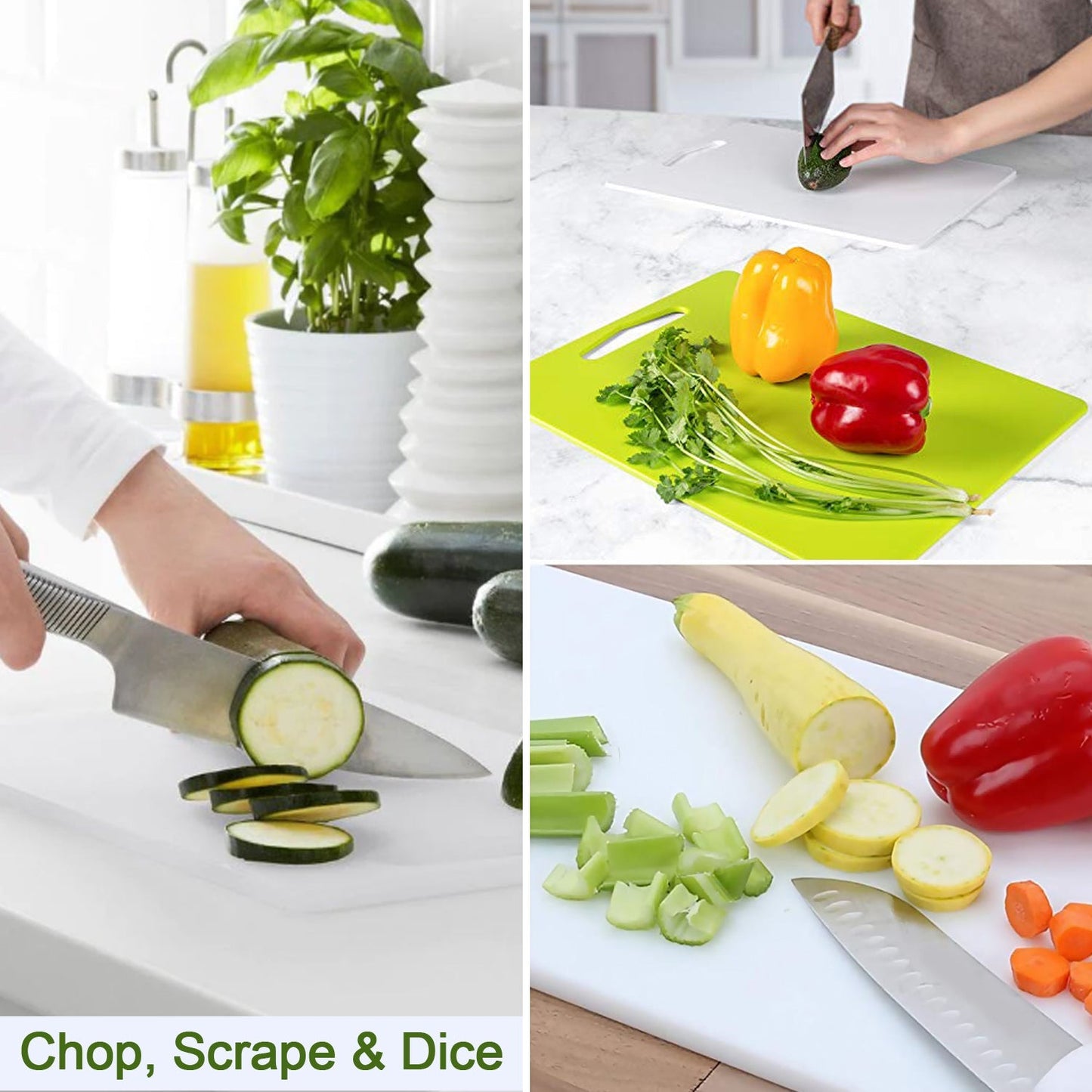 Practical plastic chopping board, ensuring efficient and safe food preparation.