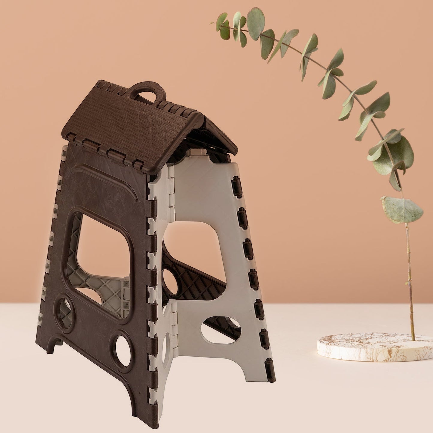 Side view of an 18 Inch Folding Stool, highlighting its non-slip surface and portable design.