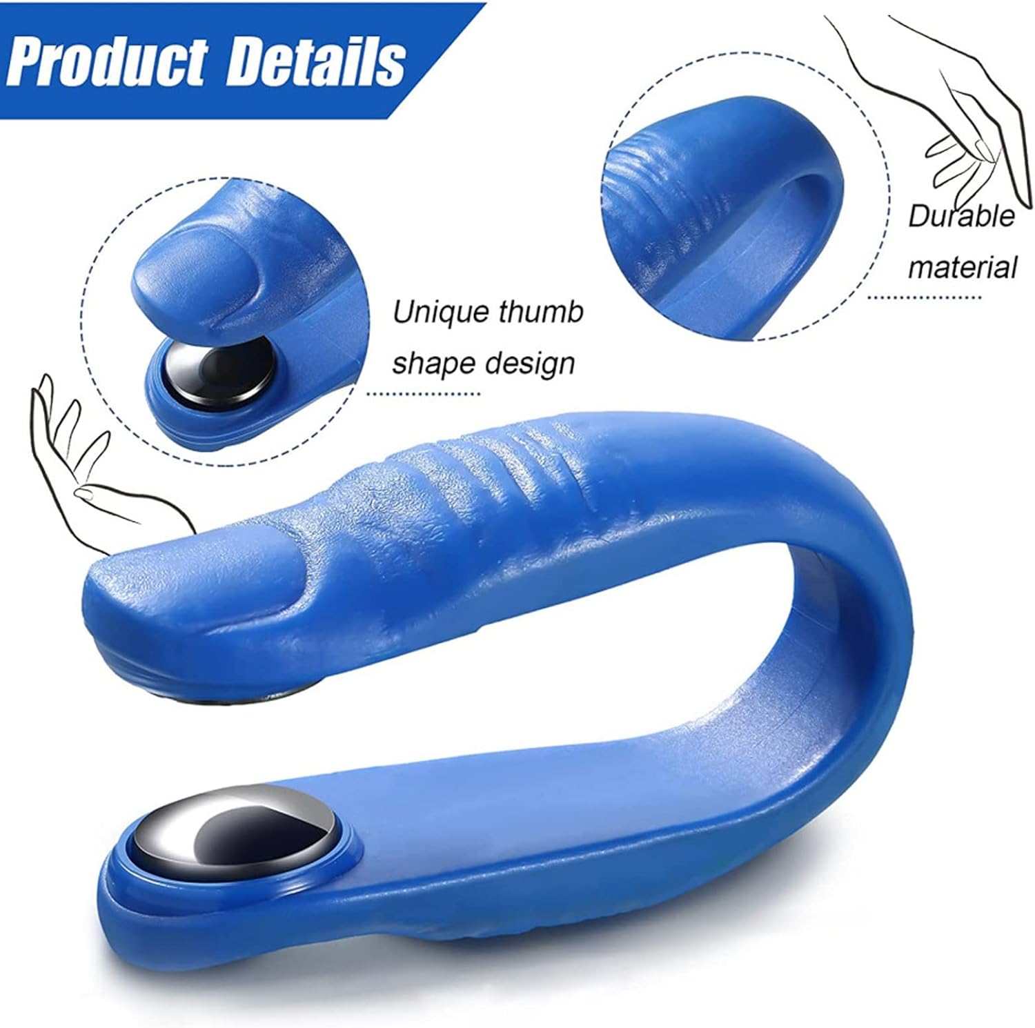 Side view of the ergonomic Acupressure Hand Clip, demonstrating its comfortable fit.