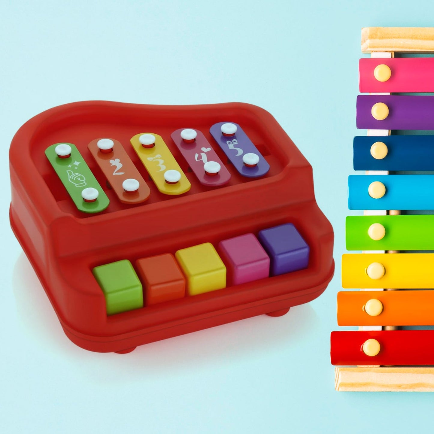 Bright and colorful design of the 2-in-1 Baby Piano Xylophone for engaging play.
