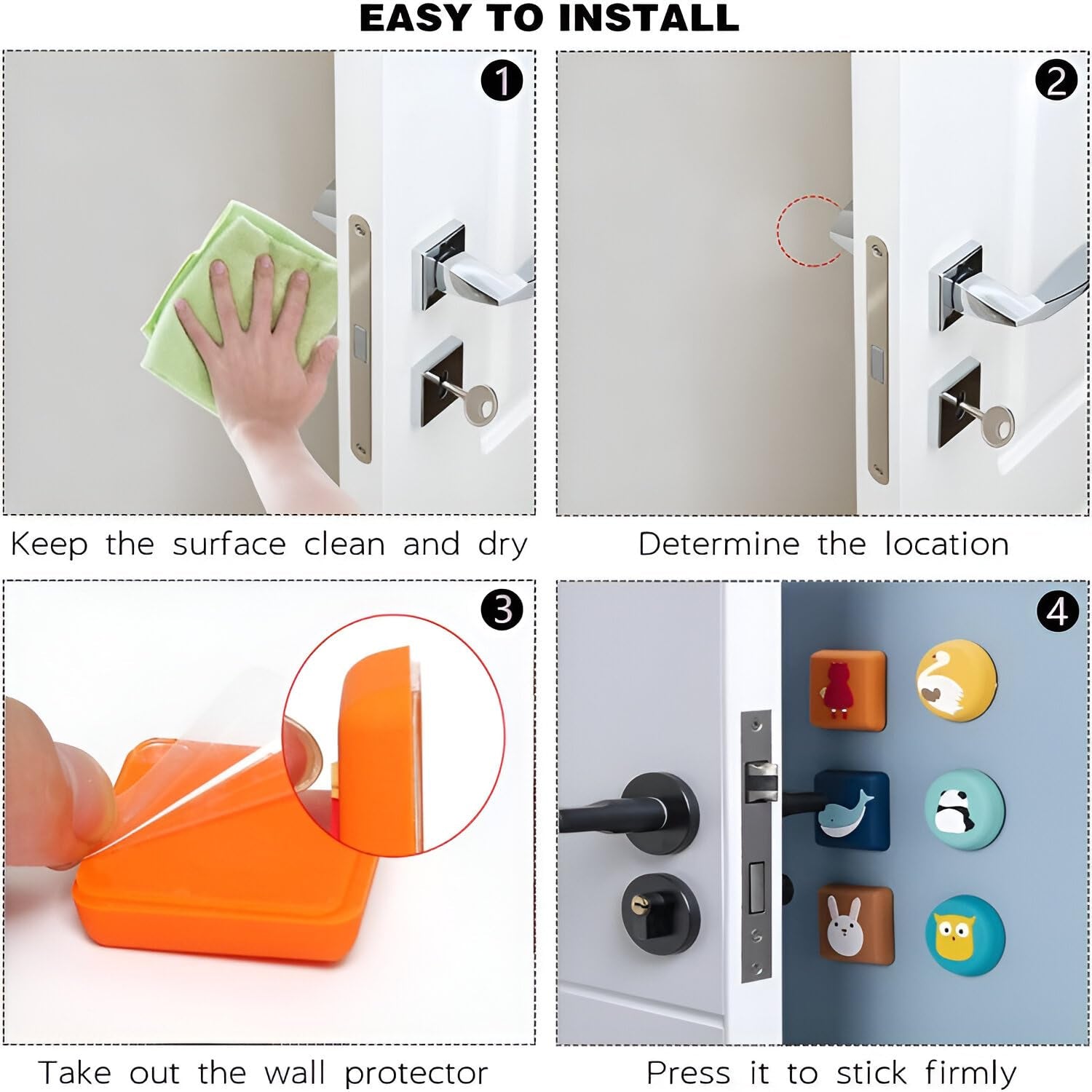 Colorful cushioned door stop pads for wall impact protection