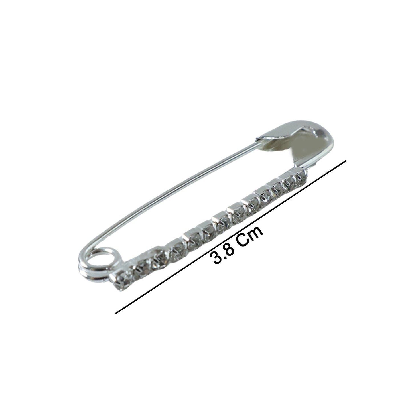 Packaging of silver finish safety pin brooch set with crystal stones