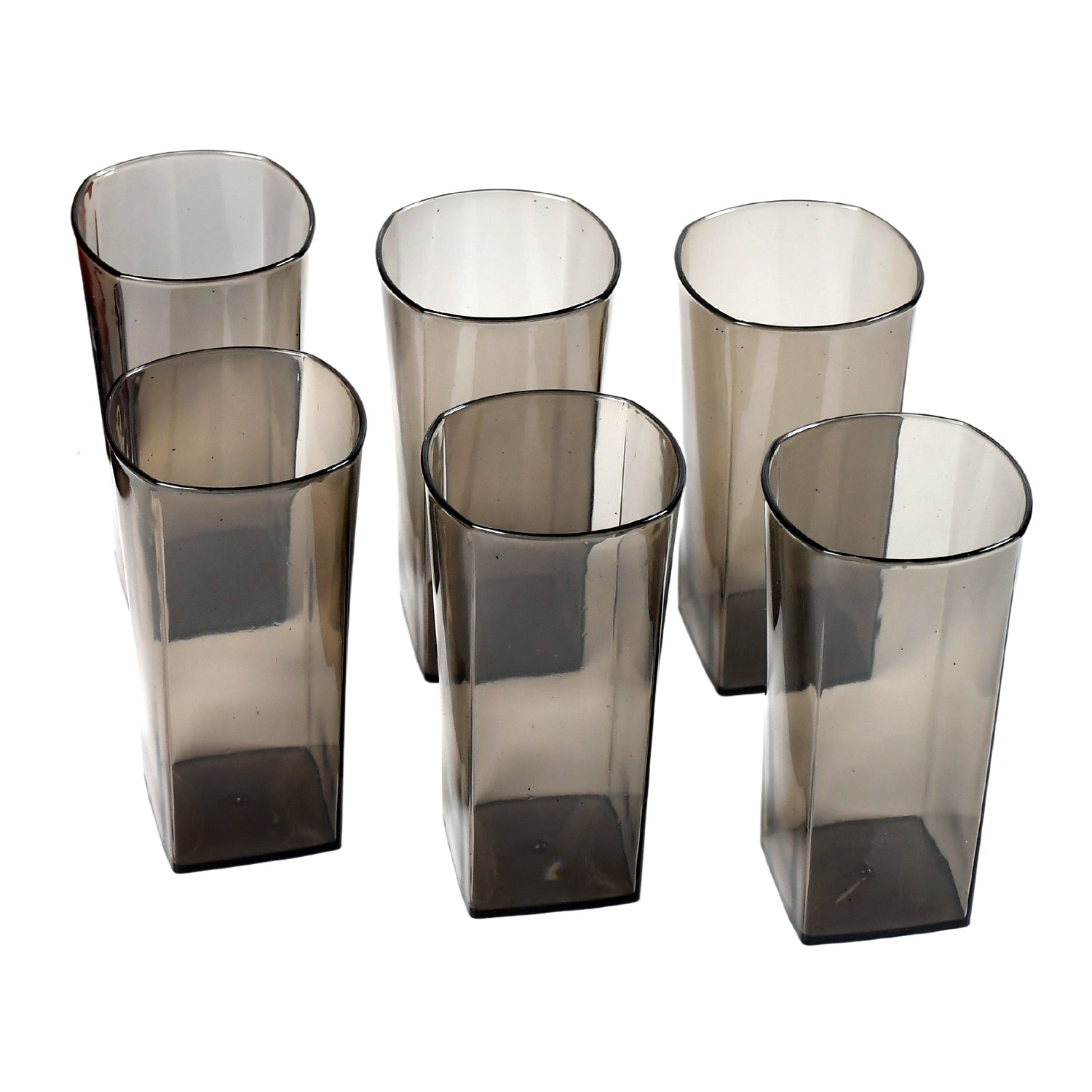 Stackable black plastic tumbler set, perfect for daily use.
